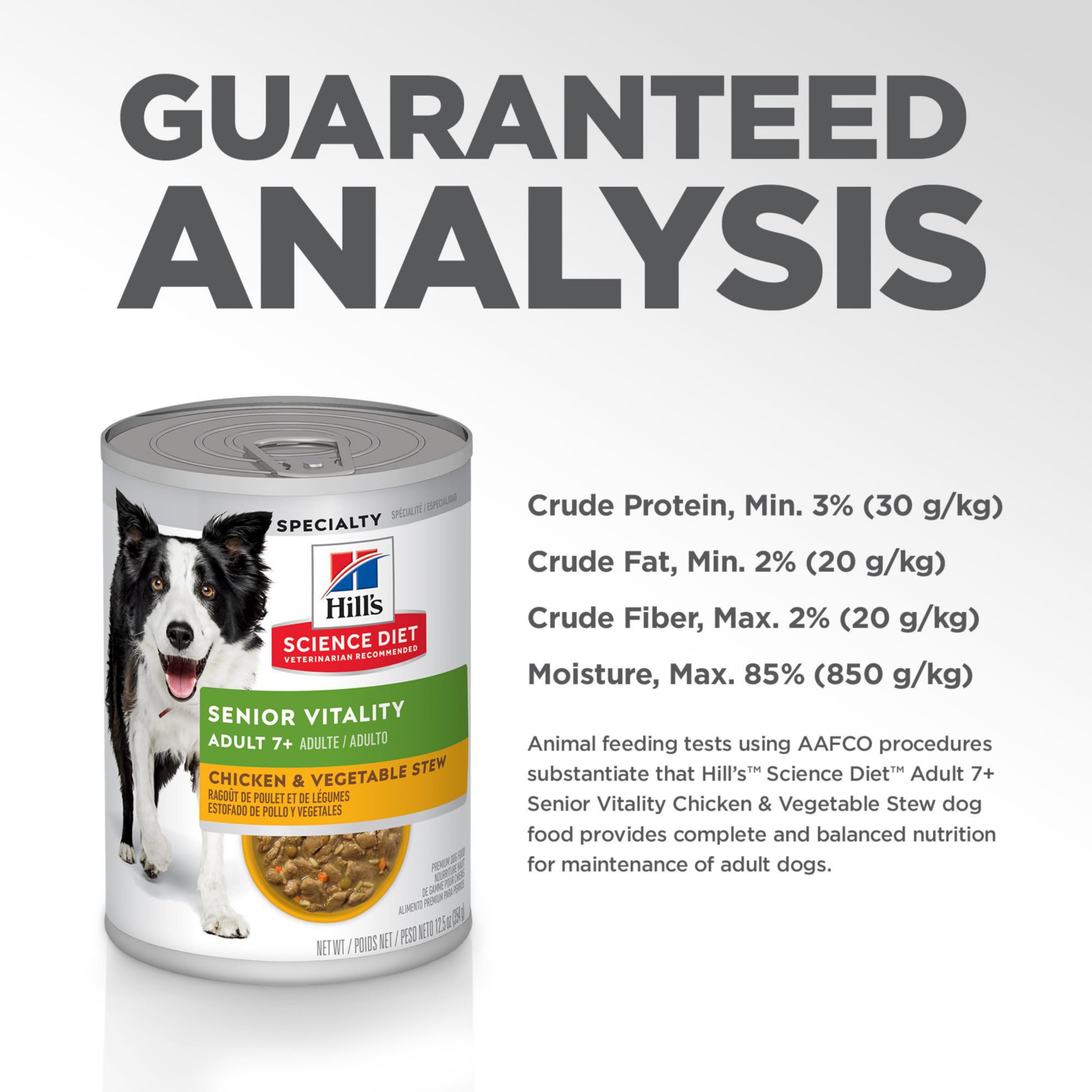 Hills Science Diet Senior Vitality Adult 7+ Wet Dog Food, Chicken & Vegetable Stew, 12.5 oz. Cans, 12-Pack