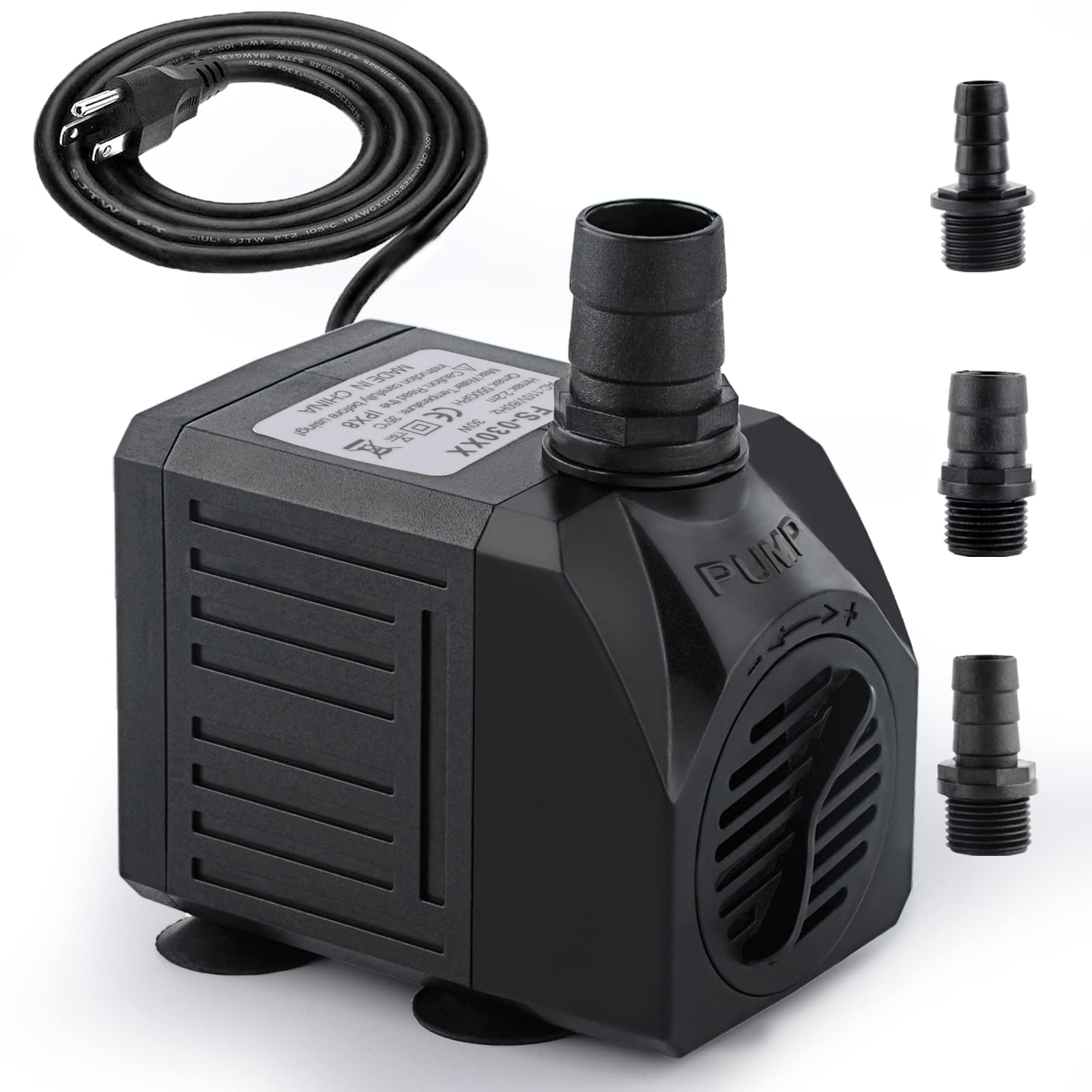 FREESEA Aquarium Submersible Fountain Pump: 30W 550GPH Adjustable Quiet Water Pumps with 7.2ft High Lift for Small Pond | Waterf