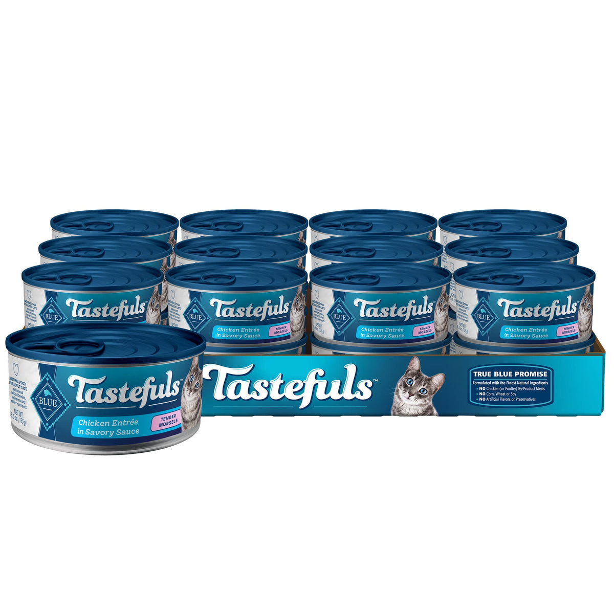 Blue Buffalo Tastefuls Natural Tender Morsels Wet Cat Food, Chicken Entr  E 5.5-Oz Cans (Pack Of 24)