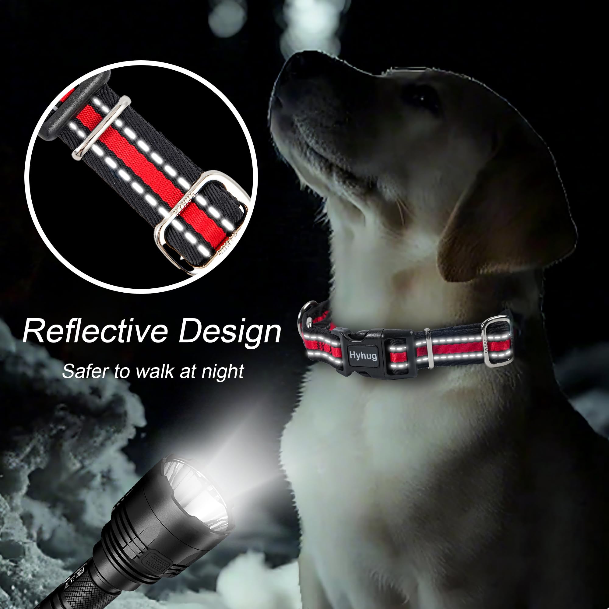 Hyhug Reflective Martingale Dog Collar With Quick Release Buckle, Colorfast, Heavy Duty, Anti-Escape, Training No Slip Adjustabl