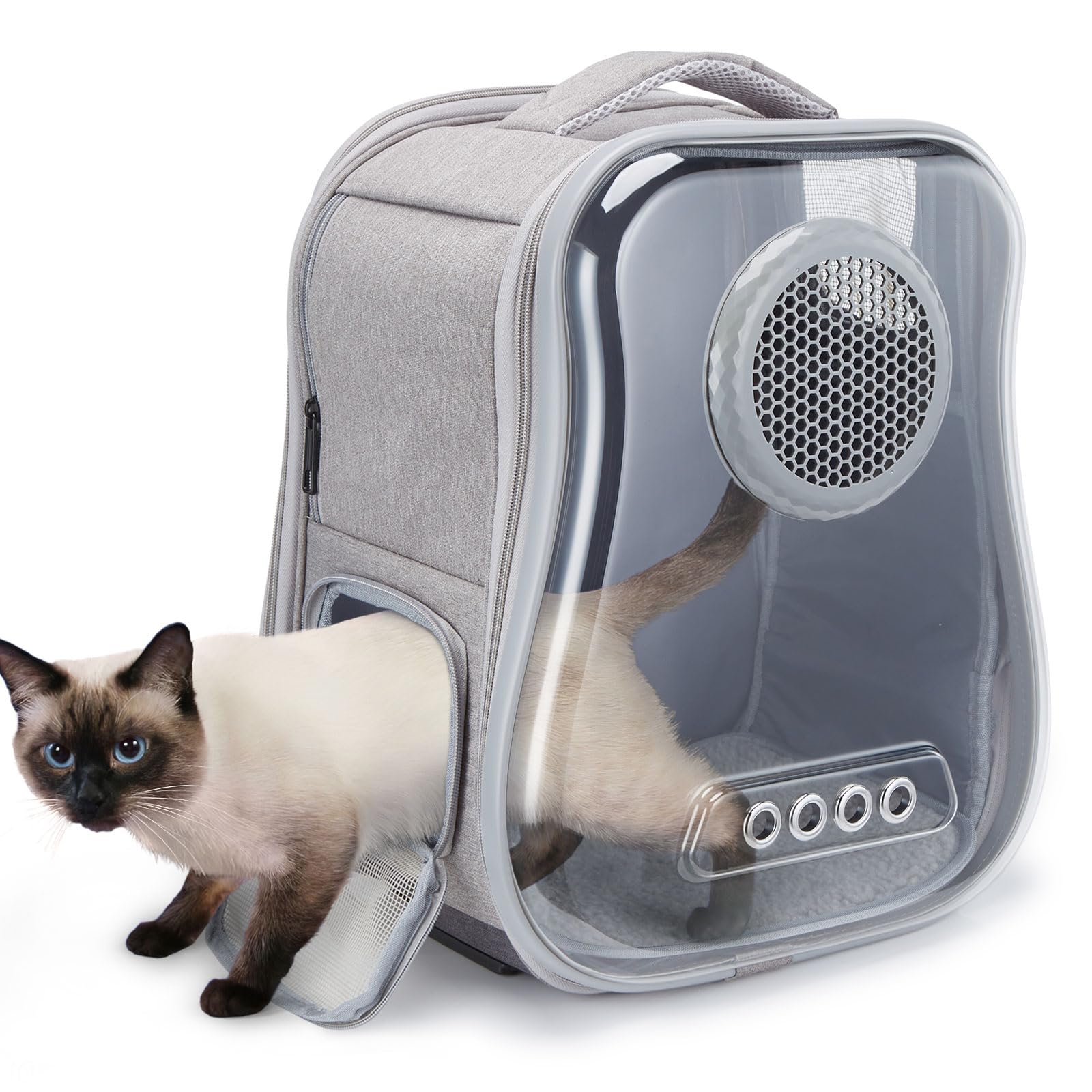 Ownpets Cat Backpack Carrier, Breathable Bubble Pet Backpack For Cats And Small Dogs Up To 15Lbs, Transparent & Foldable Pet Car