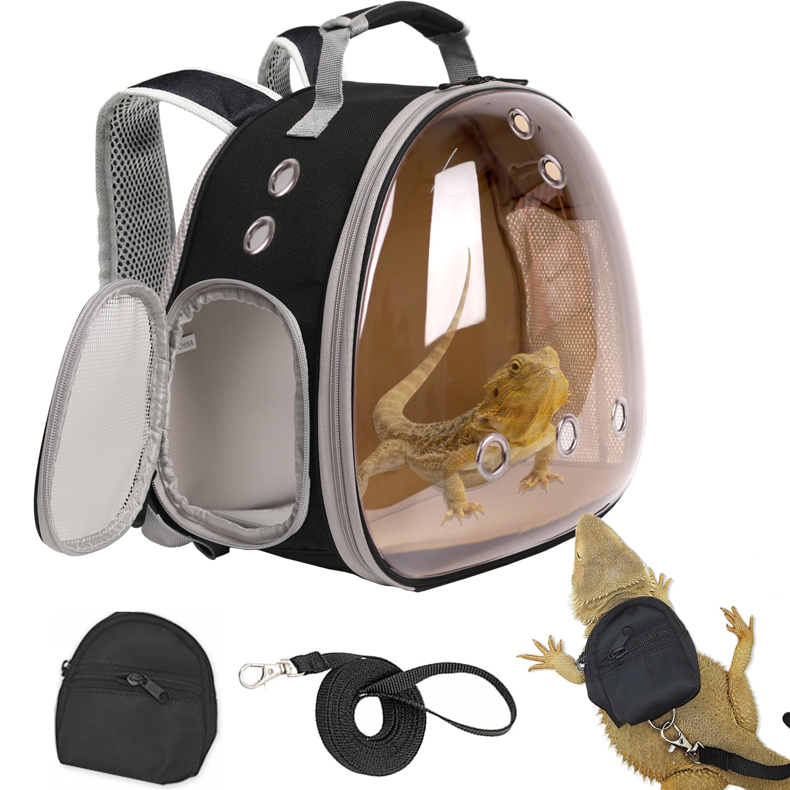 Small Animal Travel Backpack Carrier,Portable Bearded Dragon Bag For Sugar Glider,Hedgehog,Rat,Bunny,Rat,Outdoor Used (Polarized
