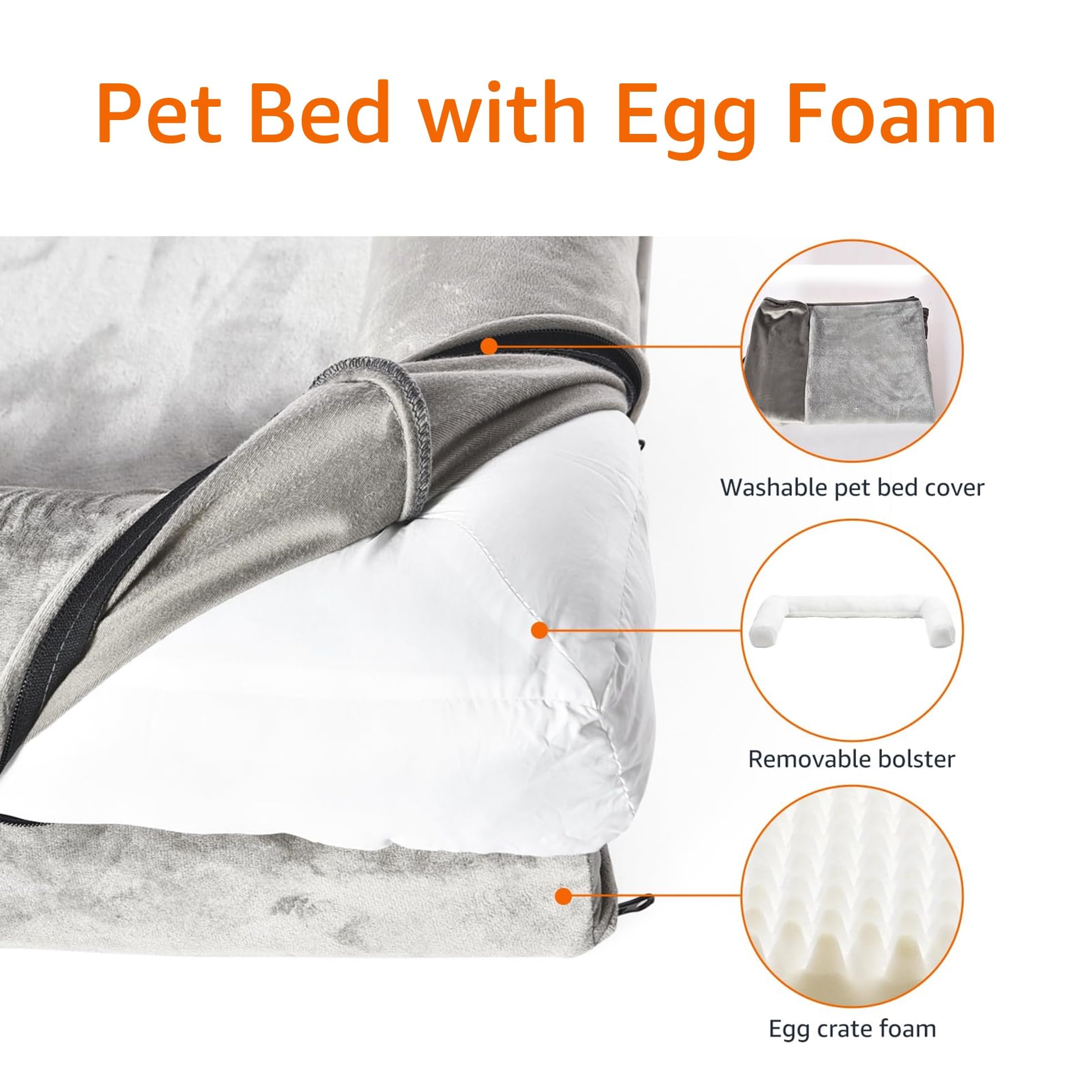 Amazon Basics Orthopedic Dog Bed Medium - Couch Style, Machine Washable, Non-Skid Removable Cover, 30 X 20 X 6.25, Brown