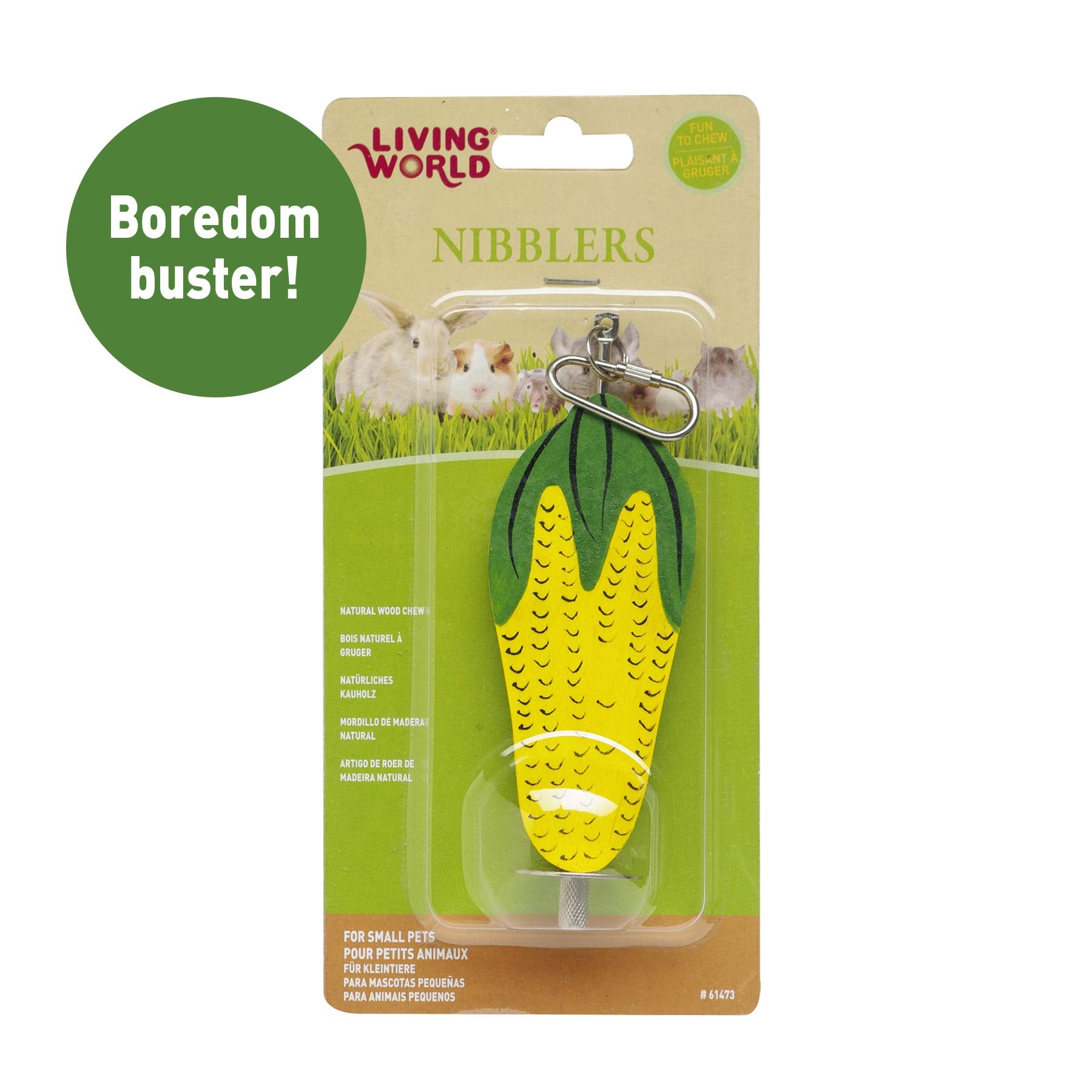Living World Nibblers, Wood Chews, Corn Cob On A Stick