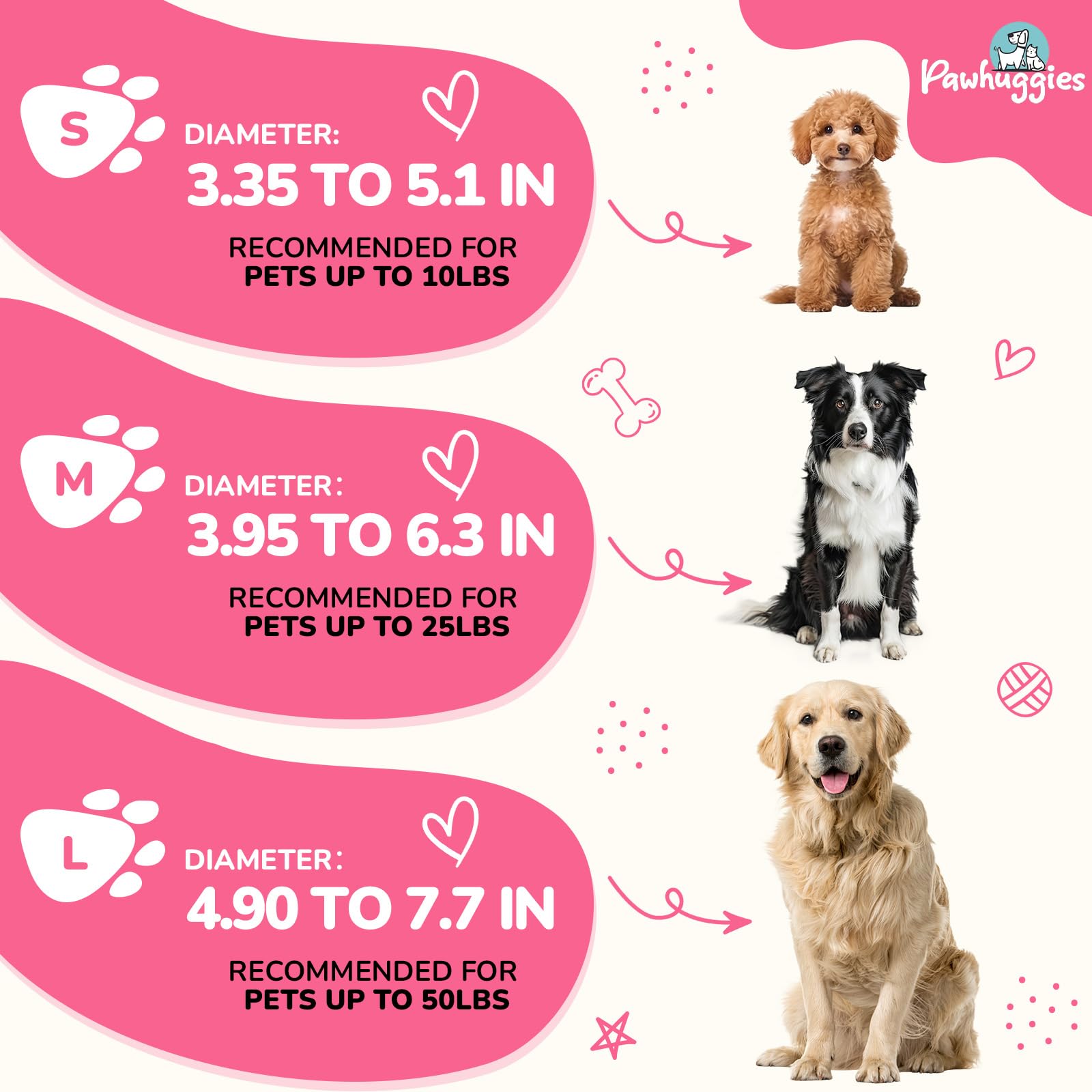 Rose Pink Dog Collar For Medium Size Dog, Breathable, Anti-Odor & Soft, Comfortable For Sensitive Skin Puppies, 90% Bamboo Rayon