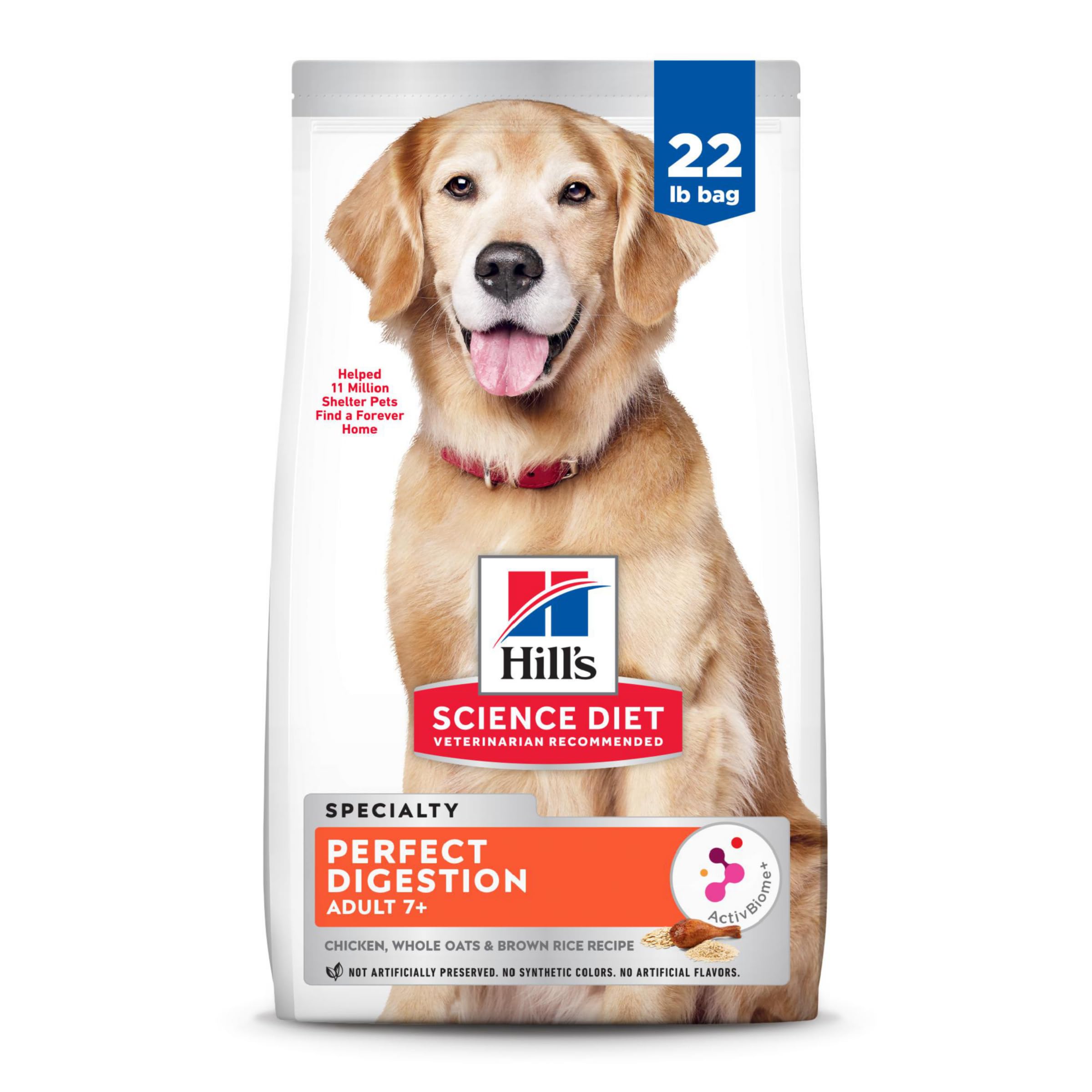 Hills Science Diet Perfect Digestion, Senior Adult 7+, Digestive Support, Dry Dog Food, Chicken, Brown Rice, & Whole Oats, 22 l