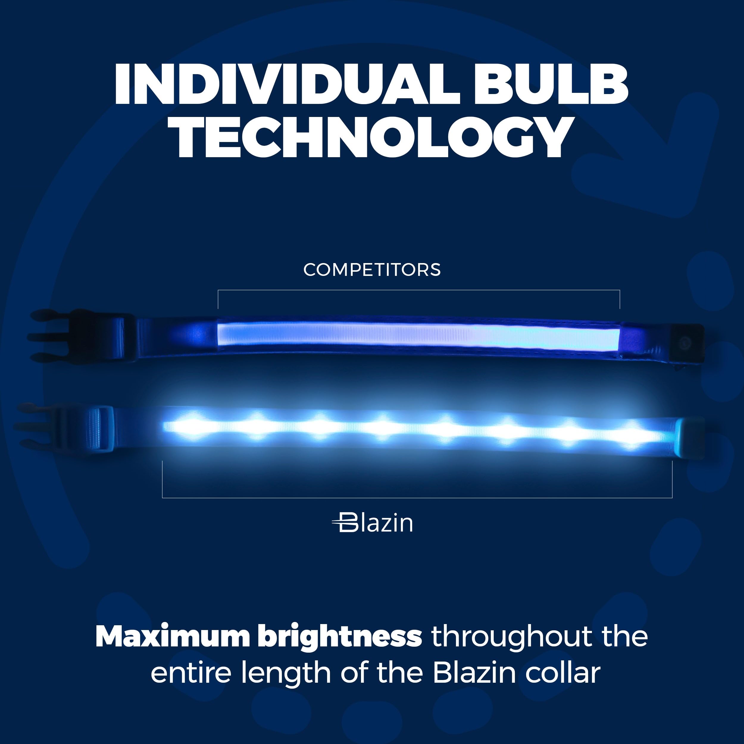 Blazin Led Dog Collar - The Original Light Up Dog Collar - Usb Rechargeable - Waterproof - 1,000 Feet Of Visibility - Dog Collar
