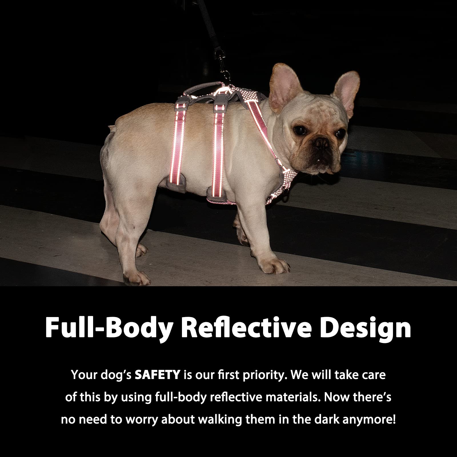 Huntboo No Escape Dog Harness, Escape Proof Harness, Fully Reflective Harness With Padded Handle, Breathable,Durable, Adjustable