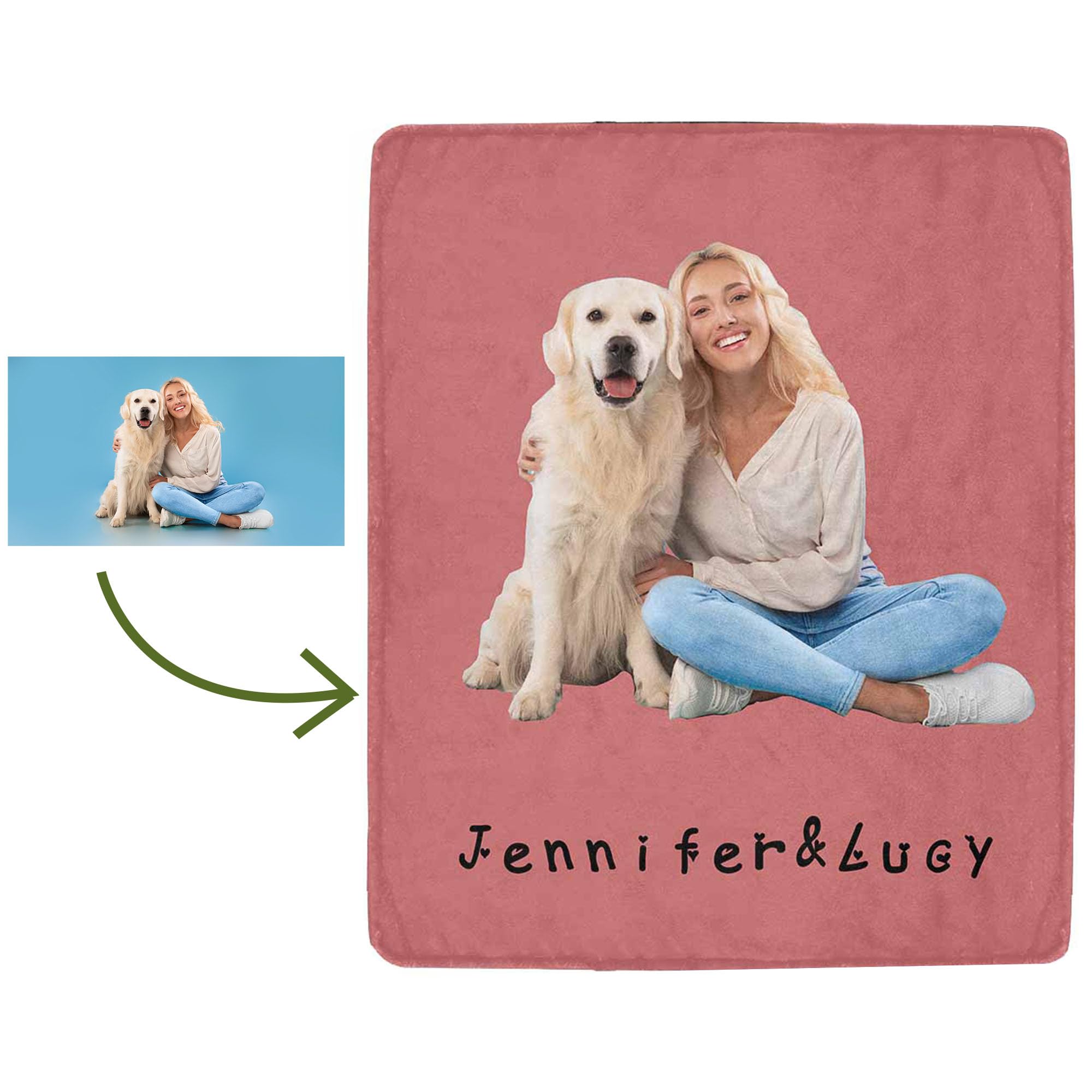 M YESCUSTOM Custom Dog Throw Blanket with Your Own Photo & Text  Personalized Pet Memorial Blanket for Pet Lover  Customizable