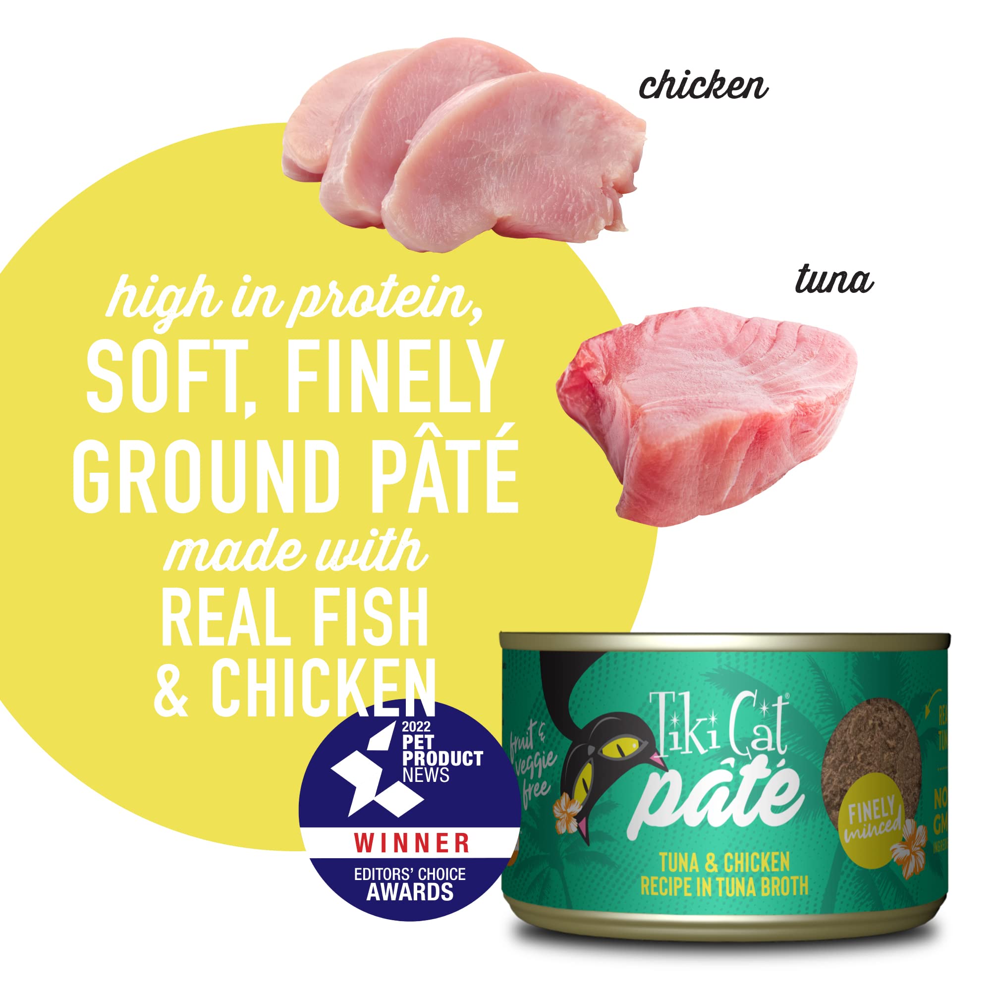 Tiki Cat Luau Pate, Ahi Tuna & Chicken Recipe in Chicken Consumme, Grain-Free Balanced Nutrition Wet Canned Cat Food, for All Li