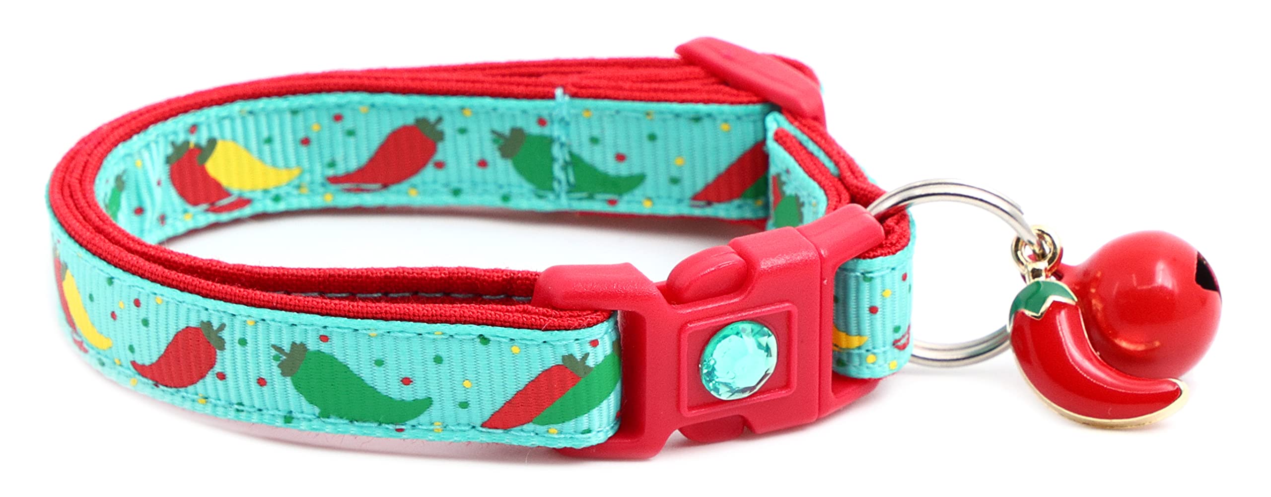 Pepper Cat Collar - Safety - Breakaway - Charm And Bell - Pugs2Persians (Small(10Lbs & Less), Aqua)