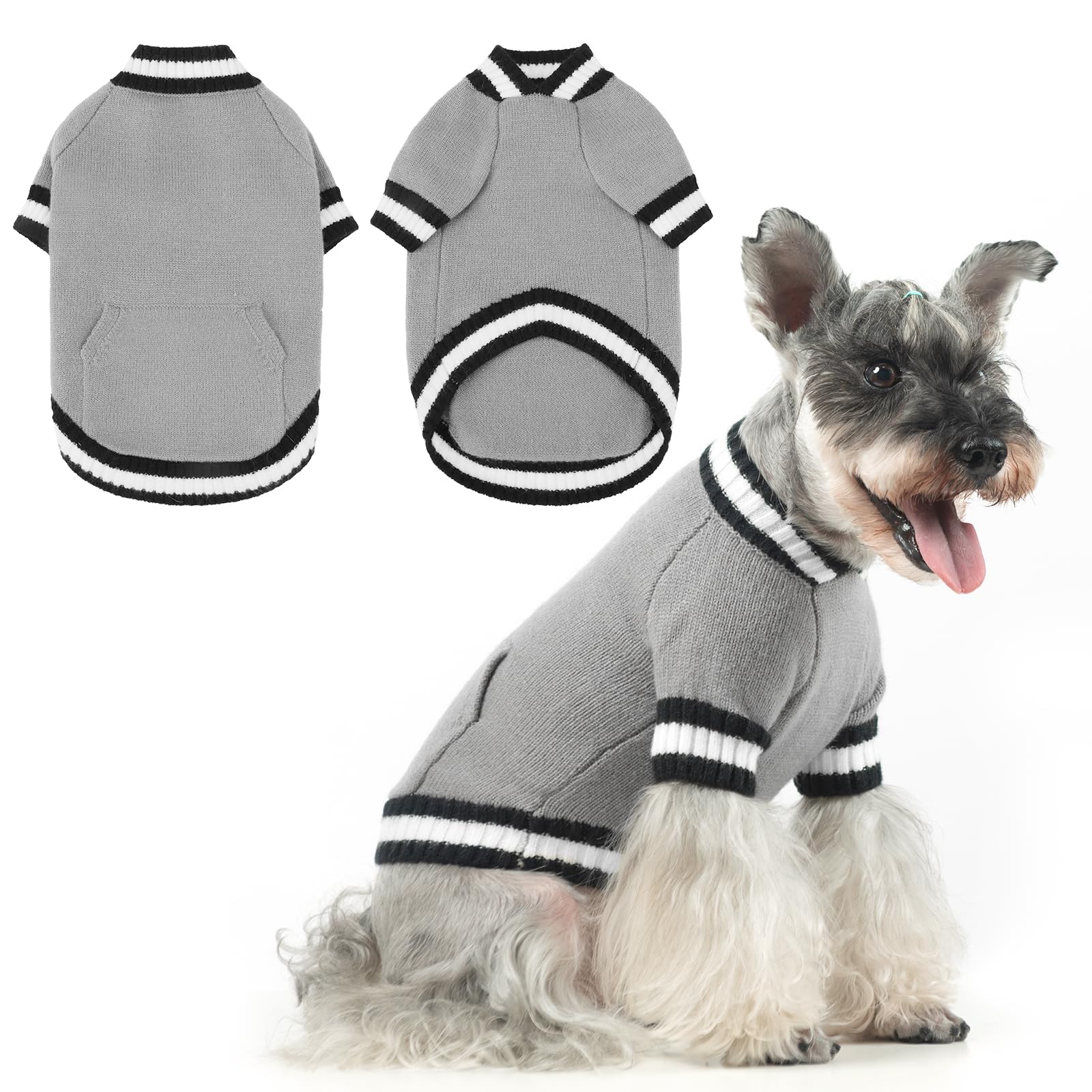 Kooltail Small Dog Sweater Winter Clothes - Knitwear Soft Cold Weather Coat With Pocket, Pet Fleece Sweatshirt Shirt Pullover Ou