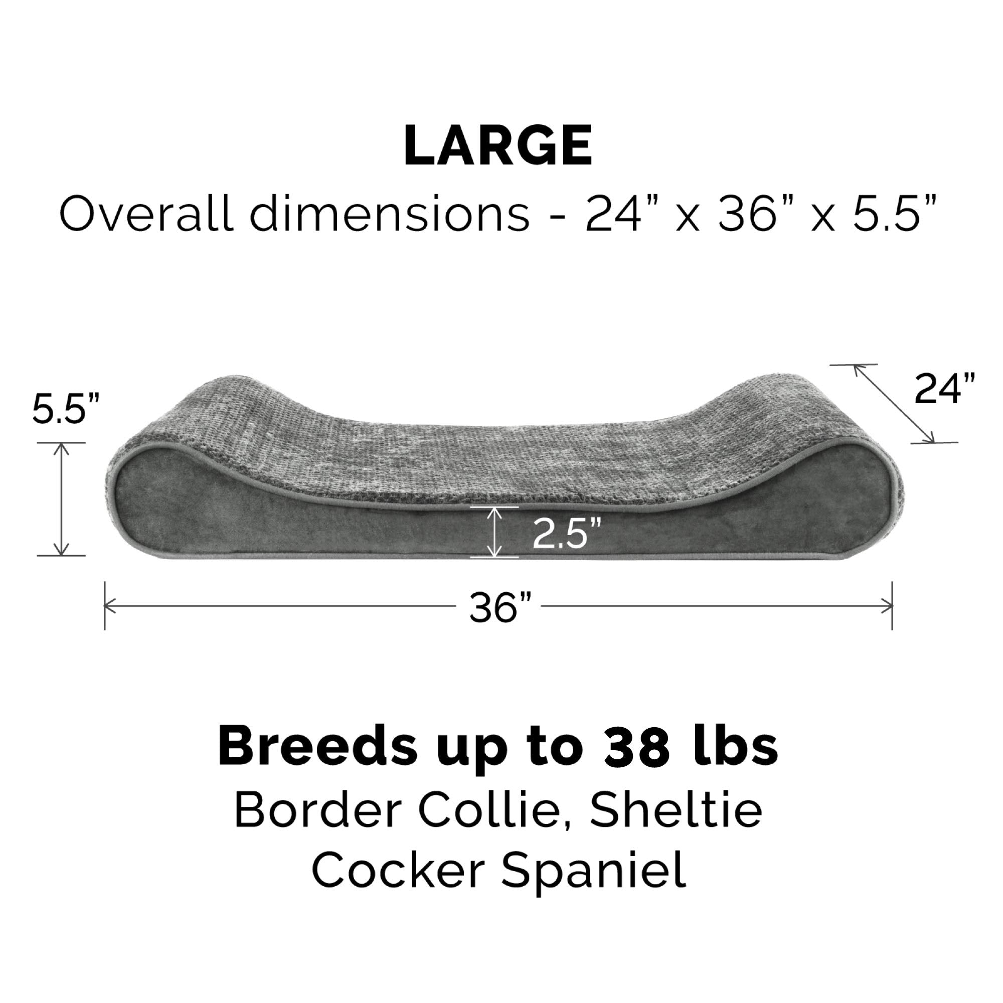 Furhaven Cooling Gel Dog Bed for Large/Medium Dogs w/ Removable Washable Cover, For Dogs Up to 38 lbs - Minky Plush & Velvet Lux
