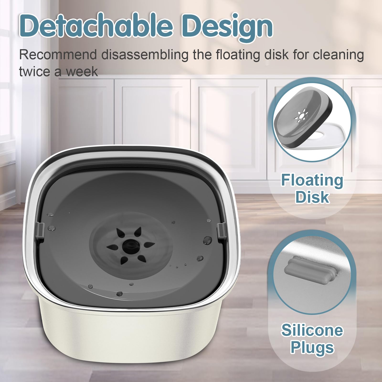 Upsky 3L Stainless Steel Dog Bowl - 101Oz No Spill Slow Water Feeder, Spill Proof Travel Bowl For Dogs, Cats