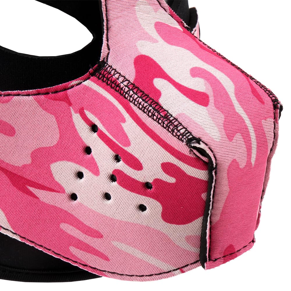 Neoprene Puppy Face Muzzle Dog Removable Full Face Pup Hood Mask (Pink, One Size)