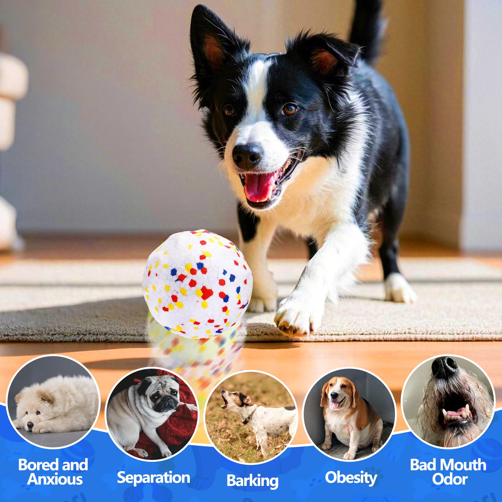 Mity Rain Interactive Dog Toys, E-Tpu Bouncy Ball For Small Medium Large Puppy Pet, Moving Balls For Dogs Enrichment, Motion Act
