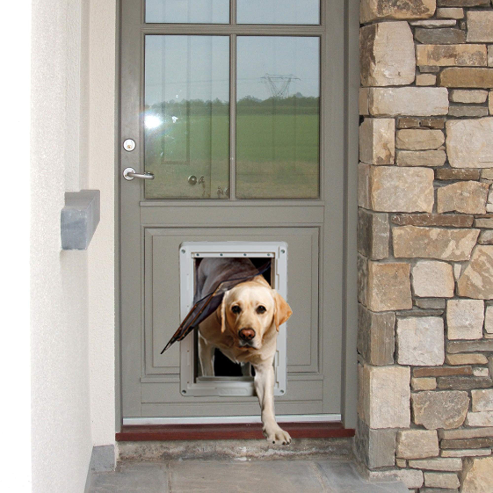 Ideal Pet Products Designer Series Ruff-Weather Pet Door With Telescoping Frame, Extra Large, 9.75'' X 17'' Flap Size
