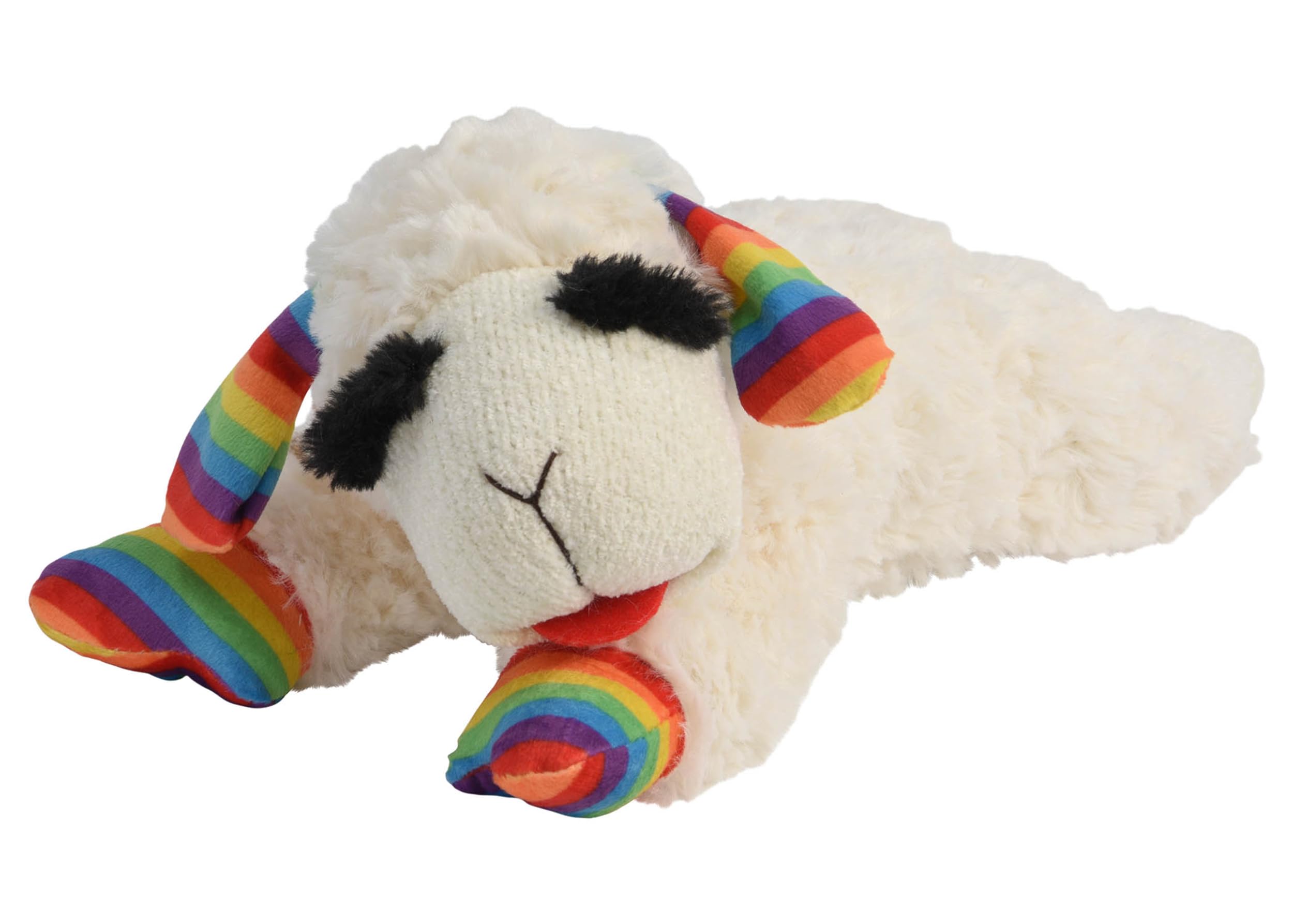 Multipet Rainbow Lamb Chop Plush Dog Toy, Medium, 10.5