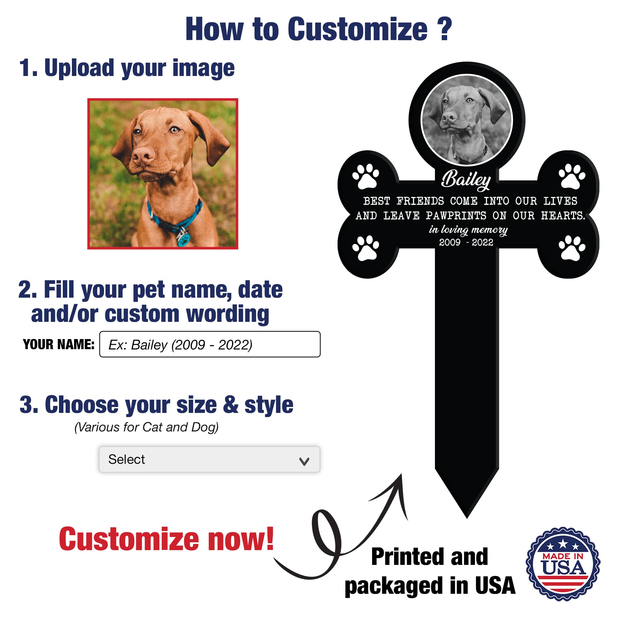 Bfigift Personalized Pet Grave Markers Memorial Pet Loss Sign Pet Plaque Garden Decor To Remember Your Dogs Custom Plaque Stake Dog Yard Stake Grave Supplies Photo In Loving Memory Animal Cats Cross