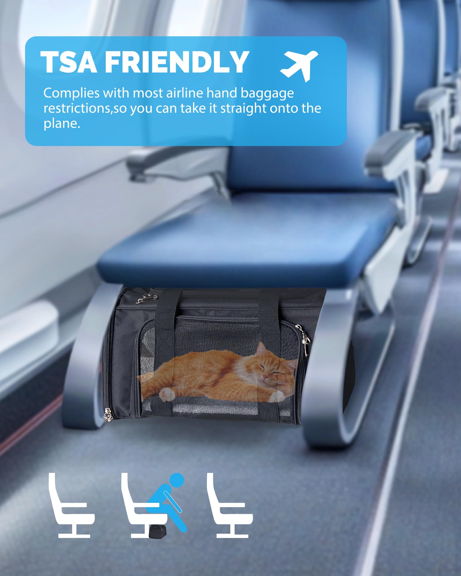 L&W Bros. Airline Approved Cat Carrier - Soft Sided Pet Travel Bag For Cats And Small Dogs Under 16 Lbs Tsa Approved Pet Carrier