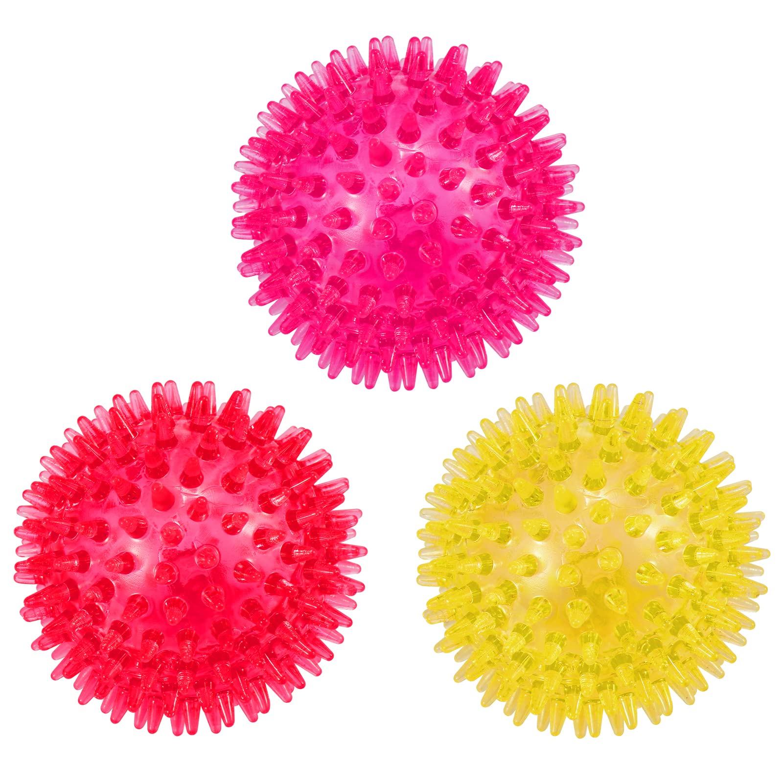 petizer Dog Toy Balls, 3-Pack Squeaky, Floating, Spiky, Interactive Fetch, Chew for Small Medium and Large Dogs, Waterproof, 2.5