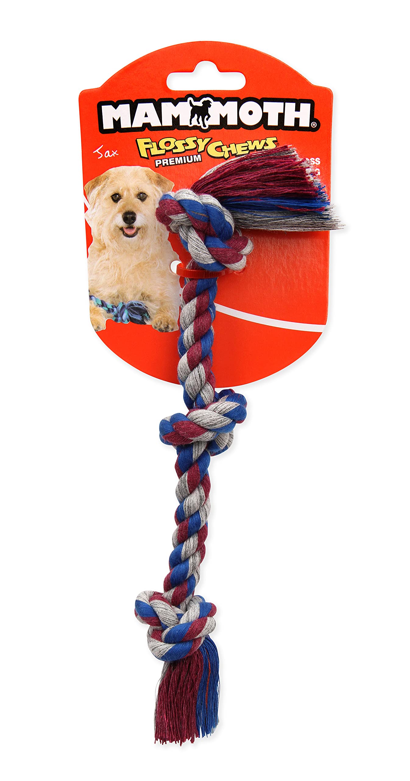 Mammoth Flossy Chews Color Rope Tug – Premium Cotton-Poly Tug Toy For Dogs – Interactive Dog Rope Toy – Tug Dog Chew Toy