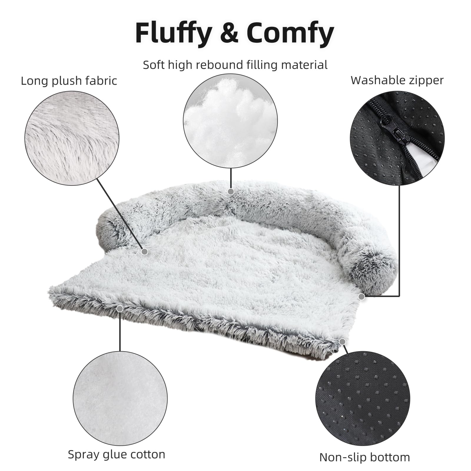 Calming Dog Bed Fluffy Plush Dog Mat For Furniture Protector With Removable Washable Cover For Large Medium Small Dogs And Cats (Xs (31'X23.5'X5'), Light Grey)