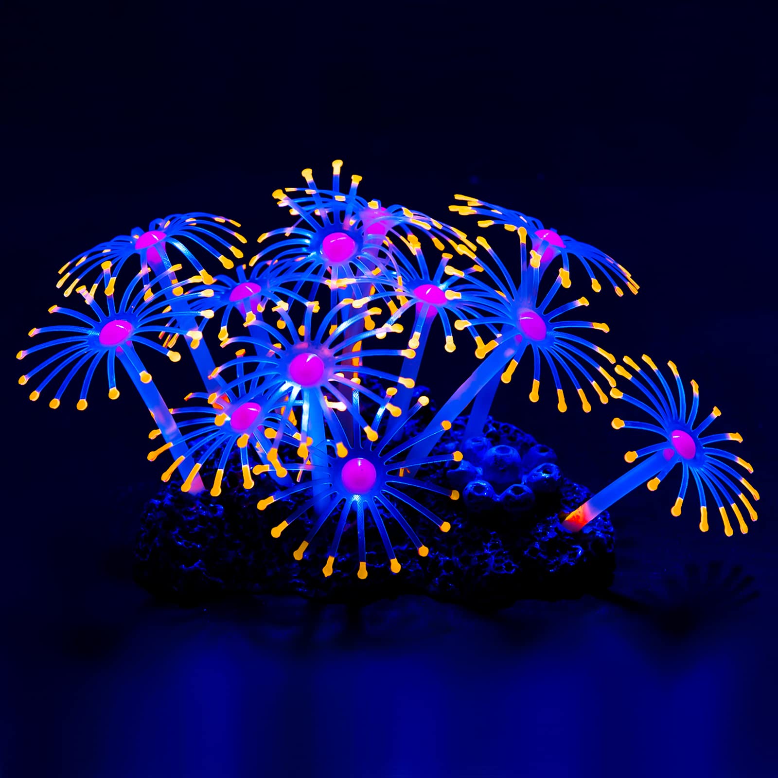 Uniclife Glowing Effect Artificial Coral Plant For Fish Tank, Decorative Aquarium Ornament, Orange