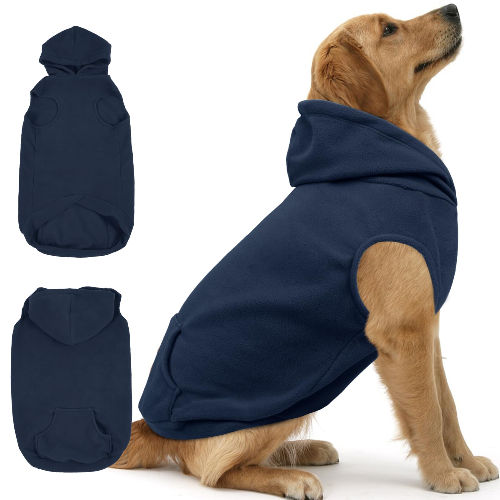 Iecoii Dog Sweatshirt For Large Dogs,Hooded Fleece Dog Vest With Leash Hole,Xxxl Dog Sweater Large Size Dog Winter Clothes,Large