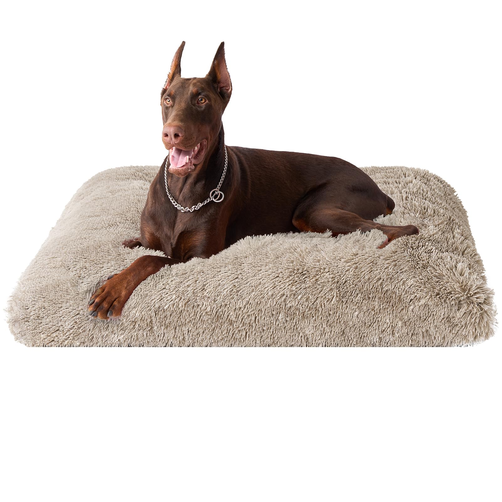 Eheyciga Fluffy Xxl Dog Crate Pad, Plush Faux Fur Bed For Extra Large Dogs, Calming Anti-Anxiety Mat, Washable Soft Warm With No