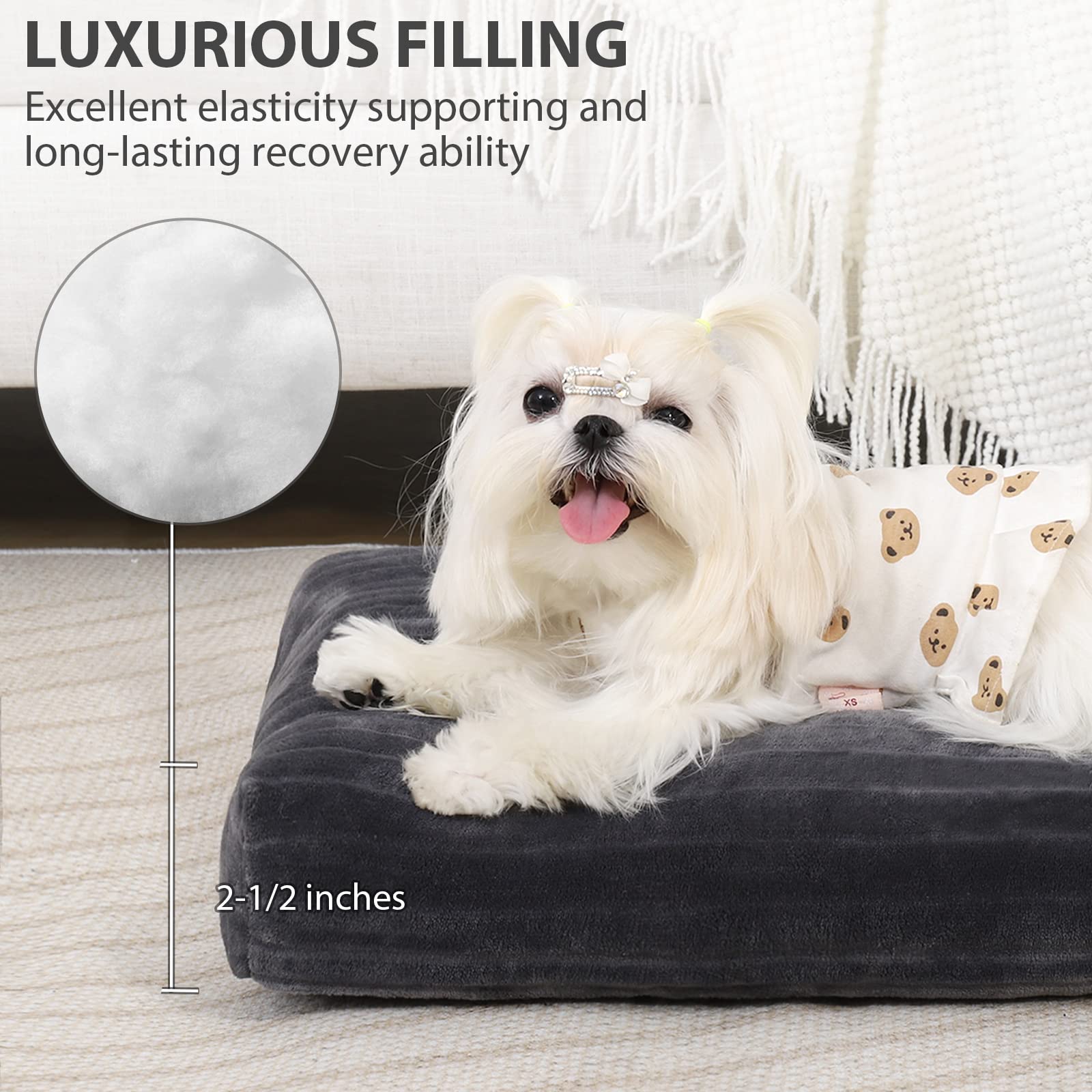 Dog Crate Bed Washable Dog Beds for Extra Small Dogs Deluxe Thick Flannel Fluffy Comfy Kennel Pad Anti-Slip & Anti-Scratch Pet S