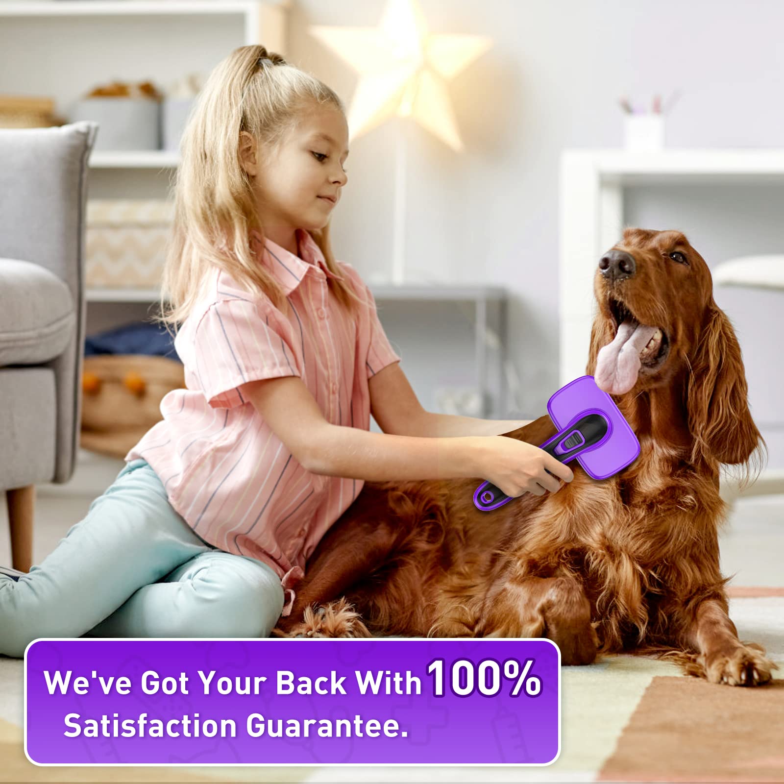 Dogs Cats Self Cleaning Slicker Brush For Shedding And Grooming Any Breed Of Pets, Pain Free Remove Loose Undercoat Knots Mats Tangled Hair For Small Medium Large Animal With Long Short Fur Length