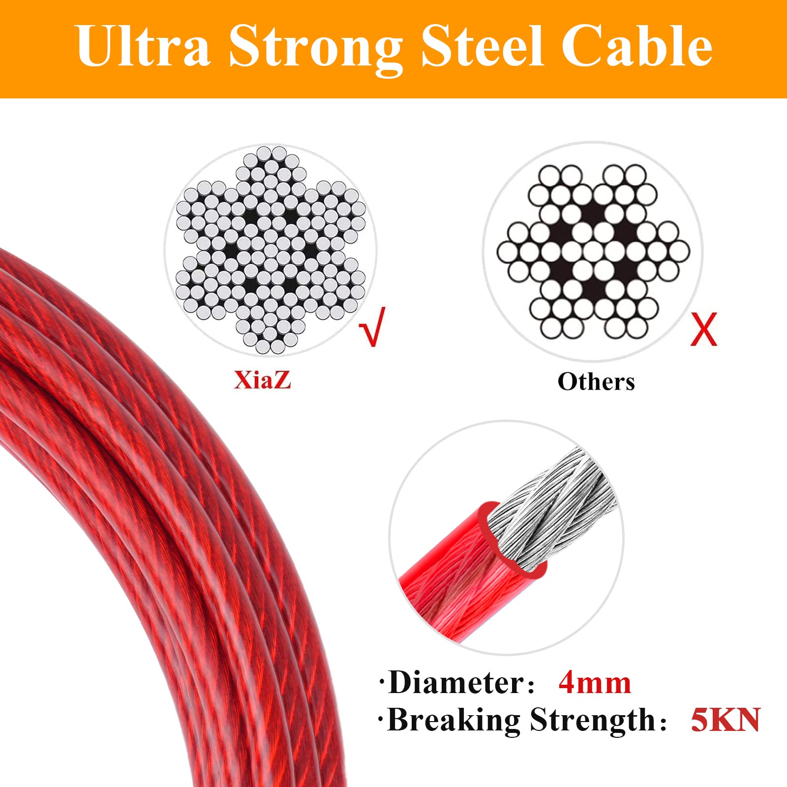 Xiaz Dog Tie Out Cable, 60 Ft Dog Runner Cable With Swivel Hook, Dog Leash Run Trolley For Yard Outdoor And Camping, Rust- Proof Training Leash For Small To Medium Pets Up To 120 Lbs