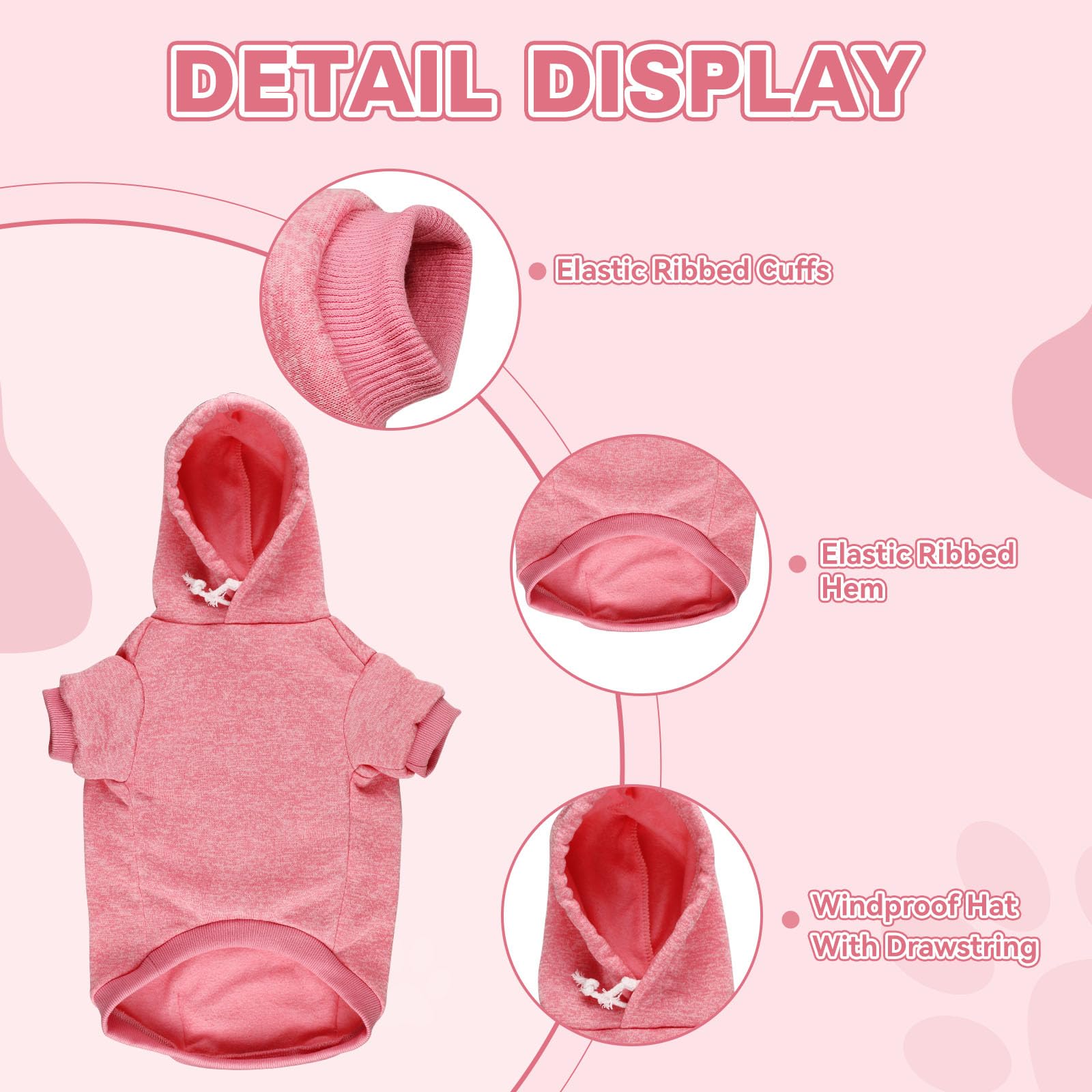 Dog Sweaters For Small Dogs Dog Hoodie Fleece Soft Pet Clothes Sweatshirt With Pocket Pet Hoodie For Small Dogs Puppy Sweater(Pi
