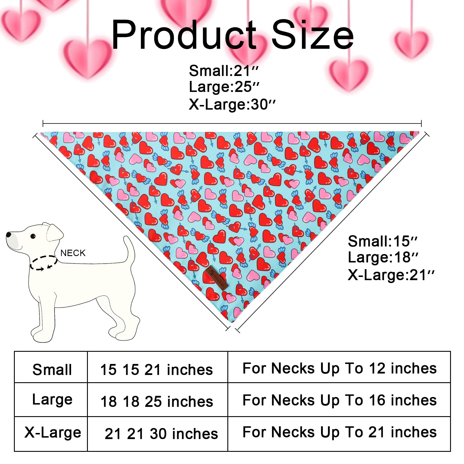 Dogwong Valentine'S Dog Bandanas 2 Pack, Triangle Reversible Love Heart Pet Scarf Durable Cute Blue Heart Holiday Bandana For Sm