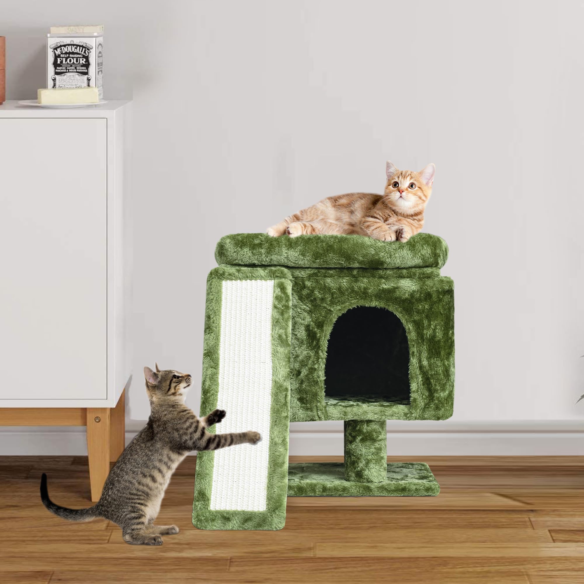 Yandlvy Small Cat Tower For Cats, Cute Cat Tree For Indoor Cats, Kittens Condo With Scratching Post And Board, Cat Cave, Modern