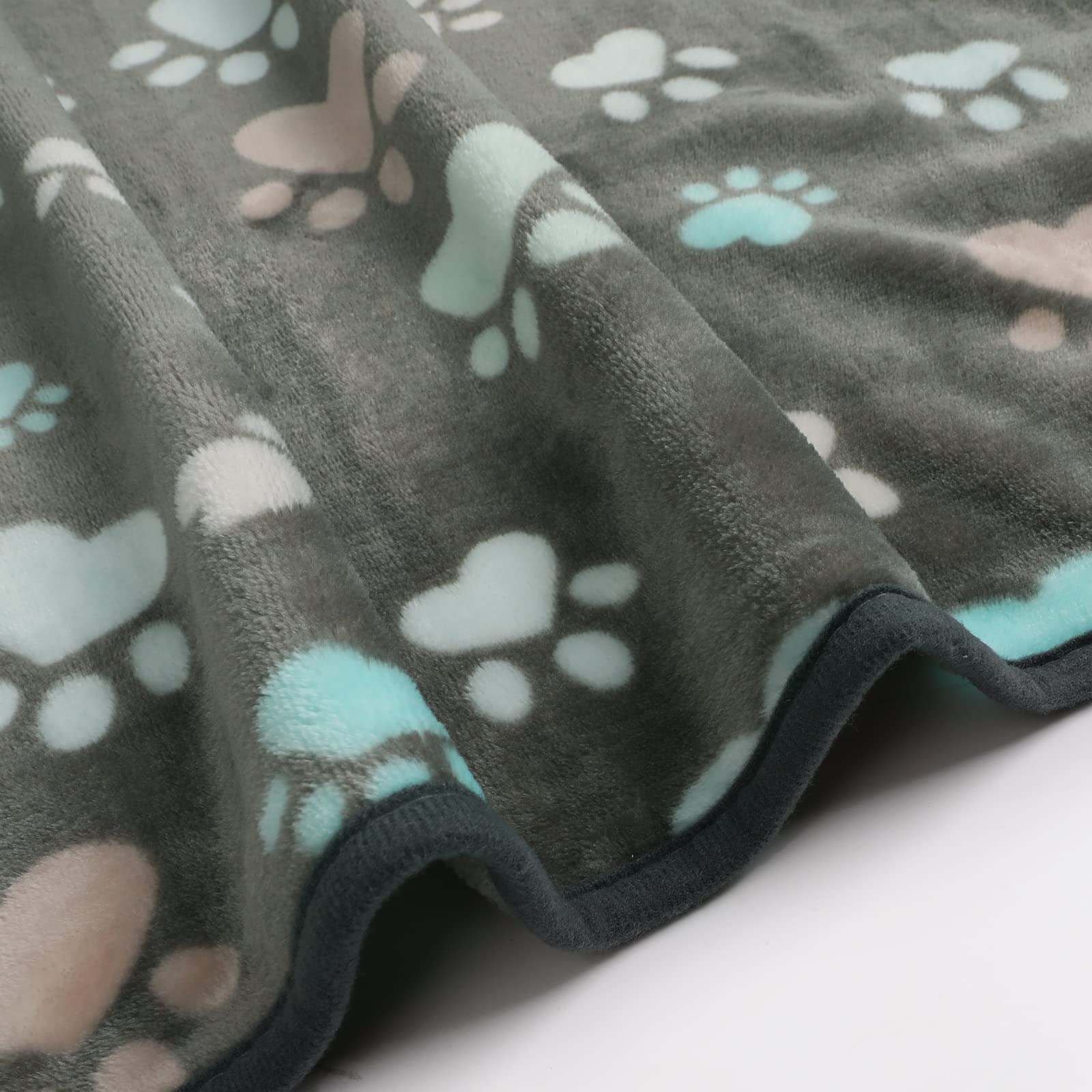 Luciphia 1 Pack 3 Blankets Fluffy Premium Fleece Pet Blanket Flannel Paw Printed Throw For Dog Cat(Medium 30X20'', Grey/Brown/Bl