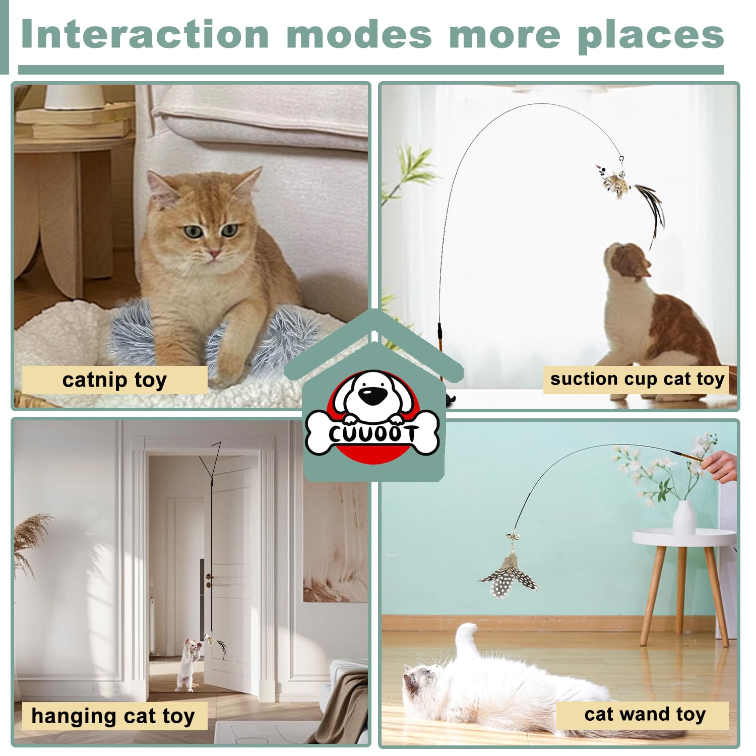 7-In-1 Interactive Cat Toys For Indoor Cats With Adhesive Suction Cup, Hanging Cat Toys, Silvervine Stick And Chew Rope Cat Teet
