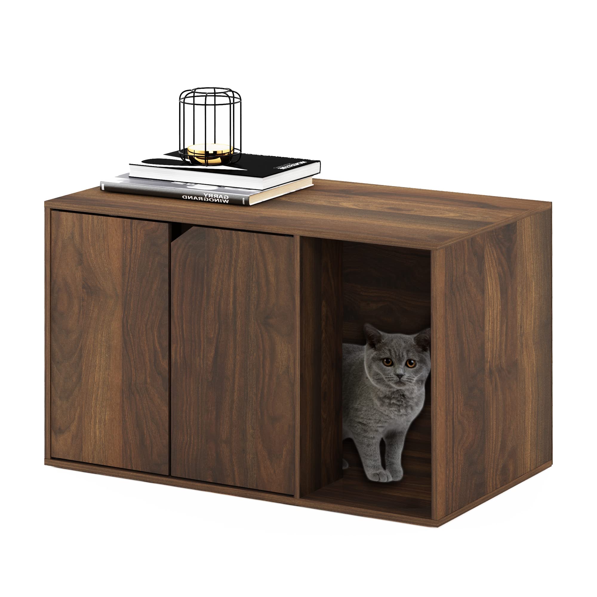 Furinno Peli Litter Box Enclosure, Columbia Walnut