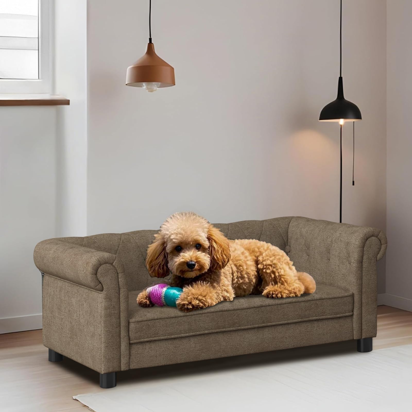 Xungsun Couch For Medium Dogs Up To 50 Lbs, 29 W Memory Foam Pet Sofa With Dry Cleanable Fabric, Elevated Pet Couch Bed With L