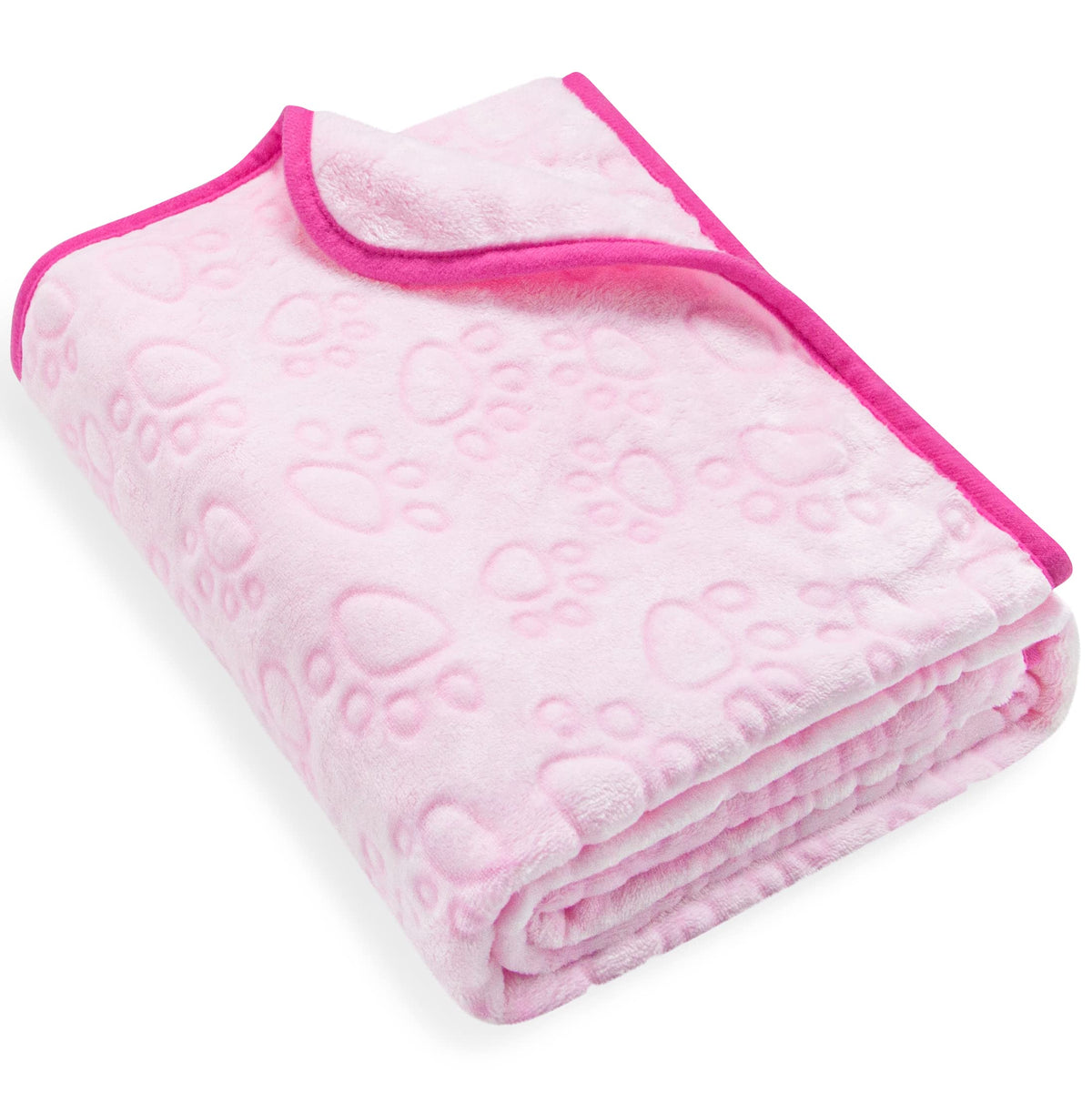Stuffed Premium Soft Cat Blanket, With Flannel Pink Cute Paw Print, 40 * 32 Inches