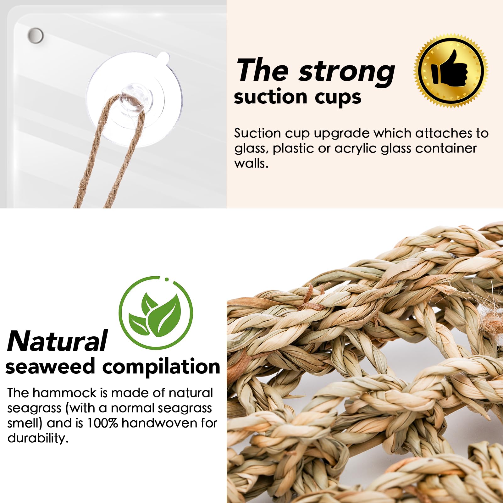 Chaleemang Hermit Crab Toys - Seagrass Hammocks And Ladder Bridges Set With Small Brush - Aquarium Accessories And Decorations F