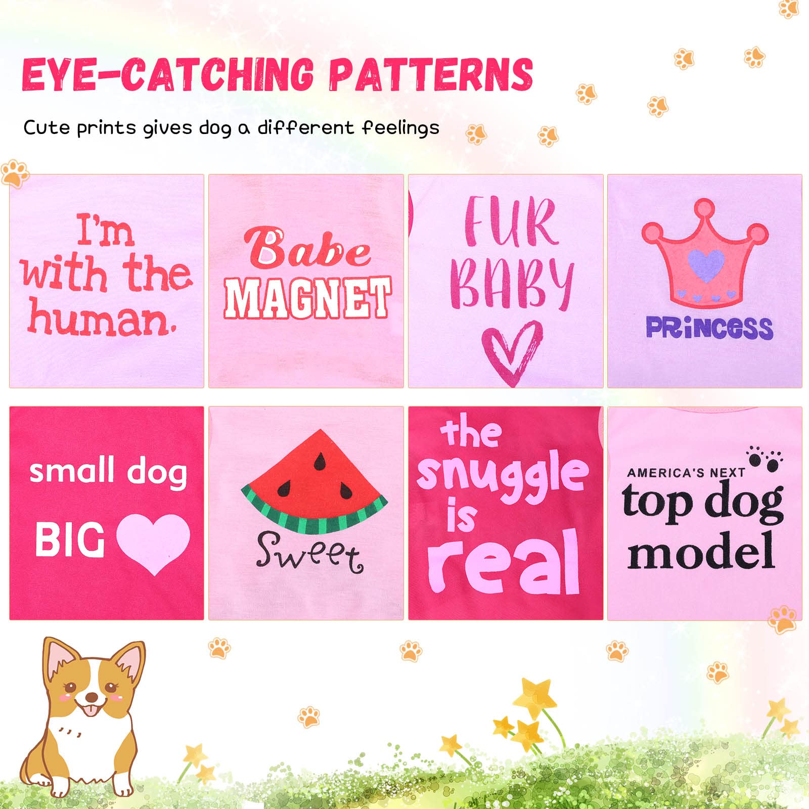 8 Pieces Pet Shirts Printed Puppy Soft Dog Shirt Pullover Cute Dog Sweatshirts Valentine 'S Day Puppy Girl Clothes Outfits Small