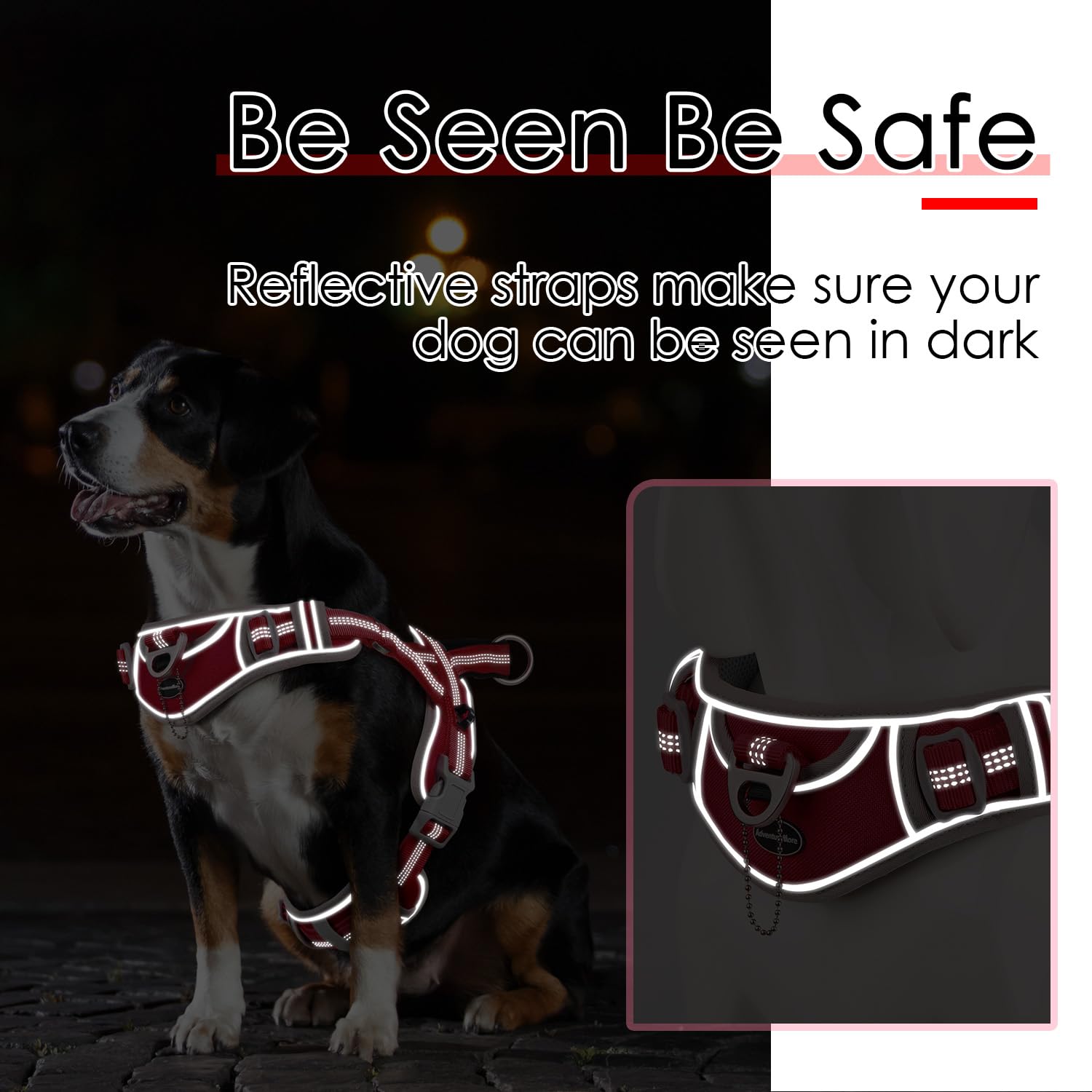 Adventuremore Dog Harness For Large Dogs No Pull, Sport Dog Halter Harness Reflective Breathable Dog Vest Escape Proof Dog Harness With Easy Control Front Clip Handle For Training Walking Xl Red