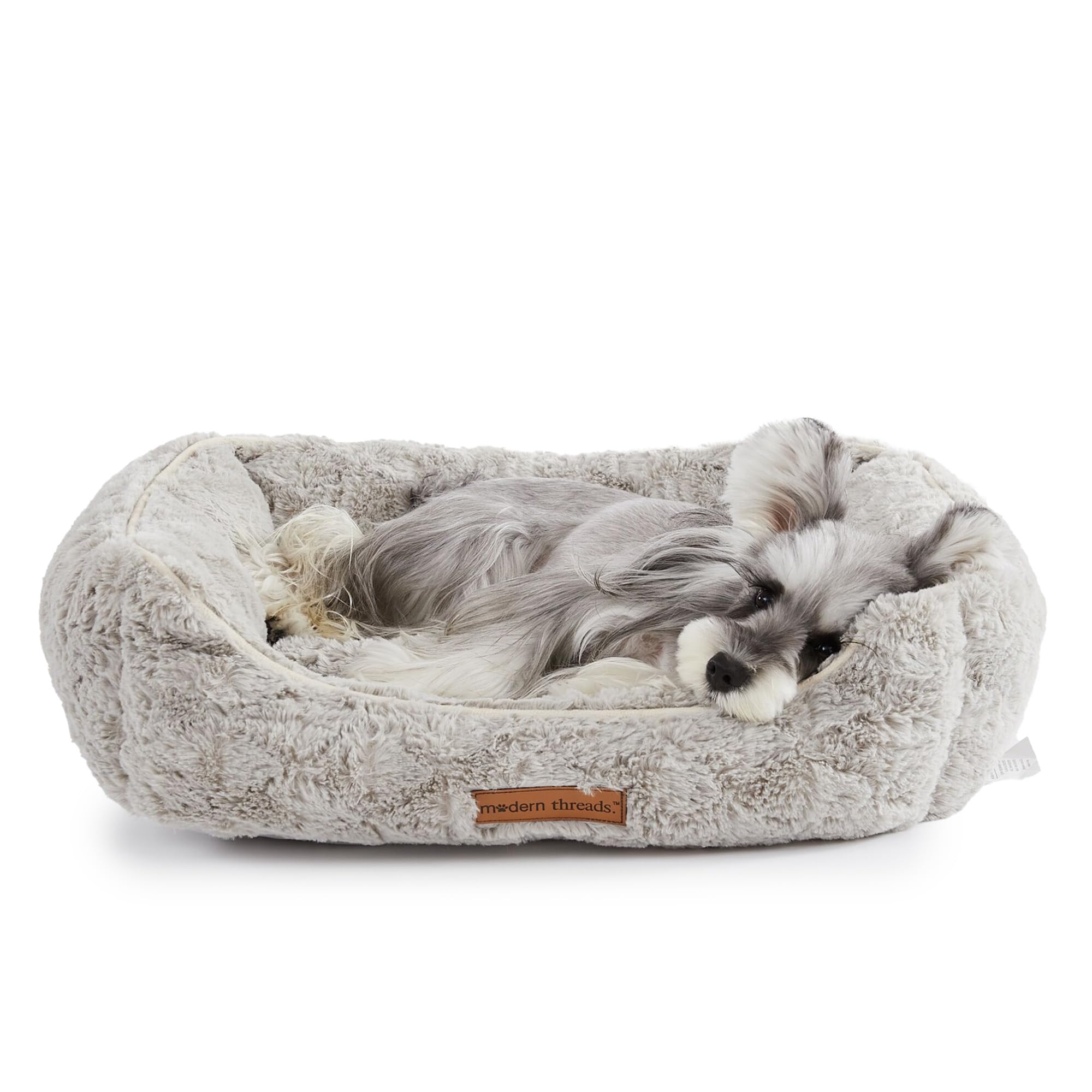 Modern Threads Ultra Soft Plush Pet Bed For Small And Medium Dogs With Elegant Texture And Stylish Design, Grey