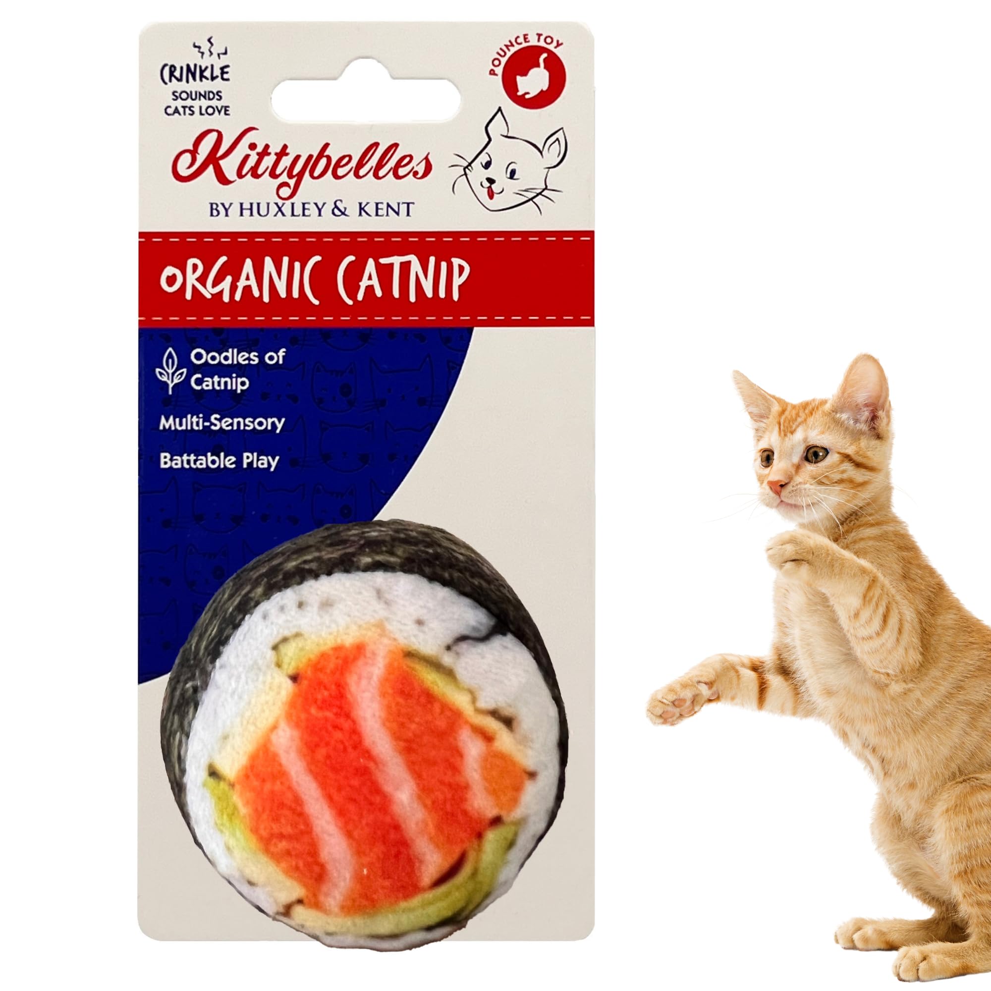 Huxley & Kent Plush Cat Toy | Sushi | Snack Attack Strong Catnip Filled Cat Toy | Plush Interactive Kitten And Cat Toy With Catn