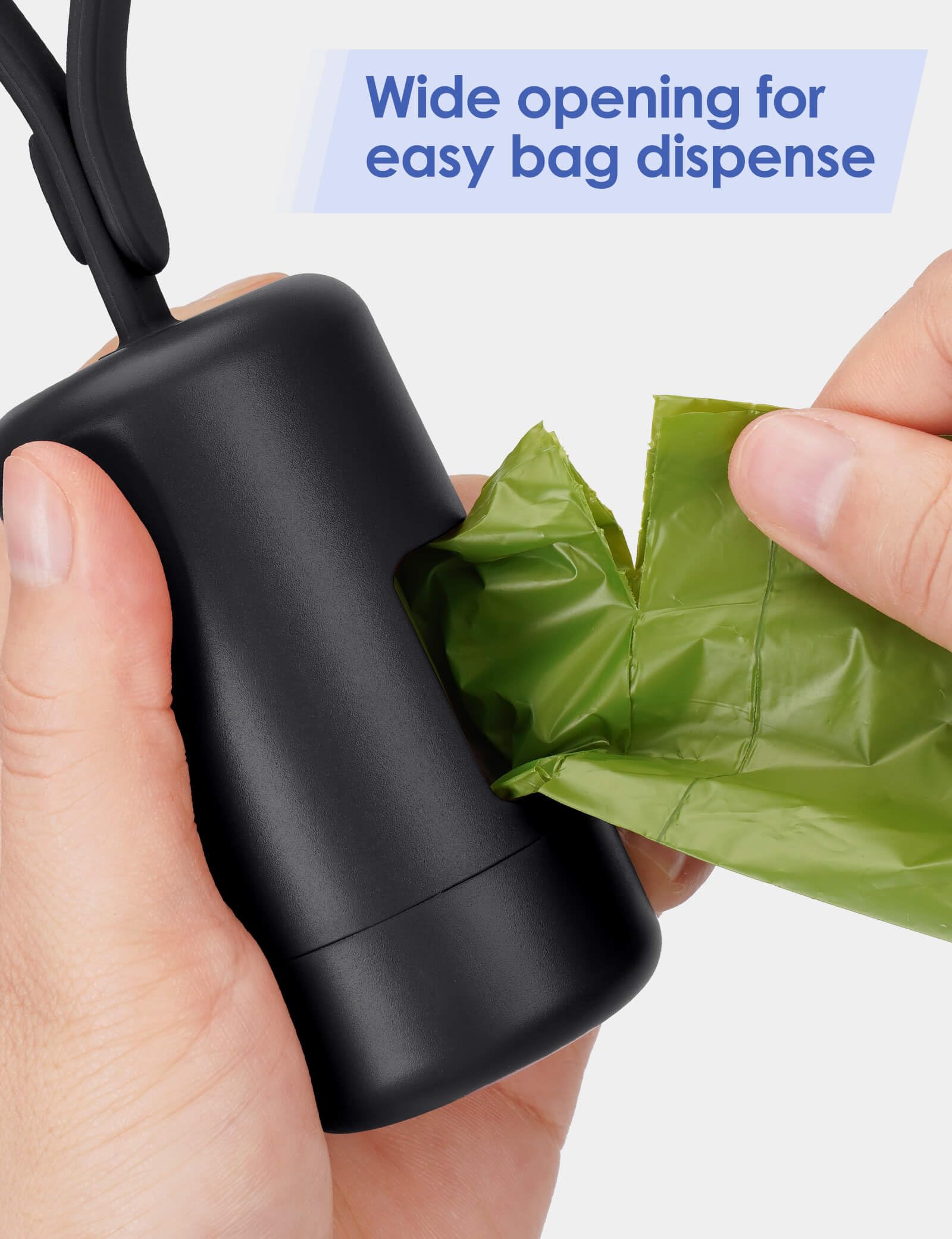 Gobeigo Dog Poop Bag Holder?Convenient Hook for Used Bags??Silicone Strap Fits Any Leash??Large Opening for Easy Dispensing?with