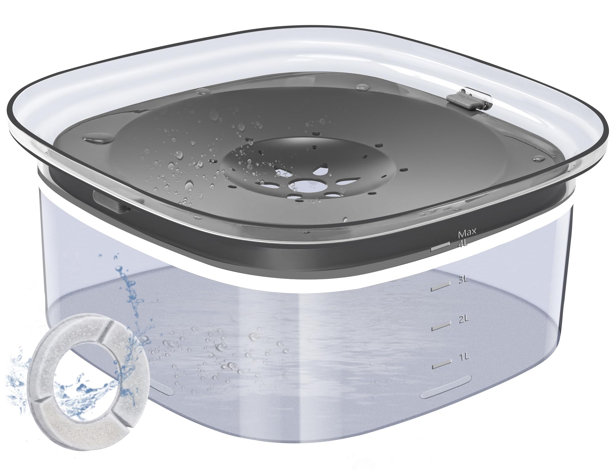 Decflow 4L Dog Water Bowl, Super Large Capacity Dog Bowl With Carbon Filter, Anti-Choking No Spill Water Bowl With Slow Water Fe