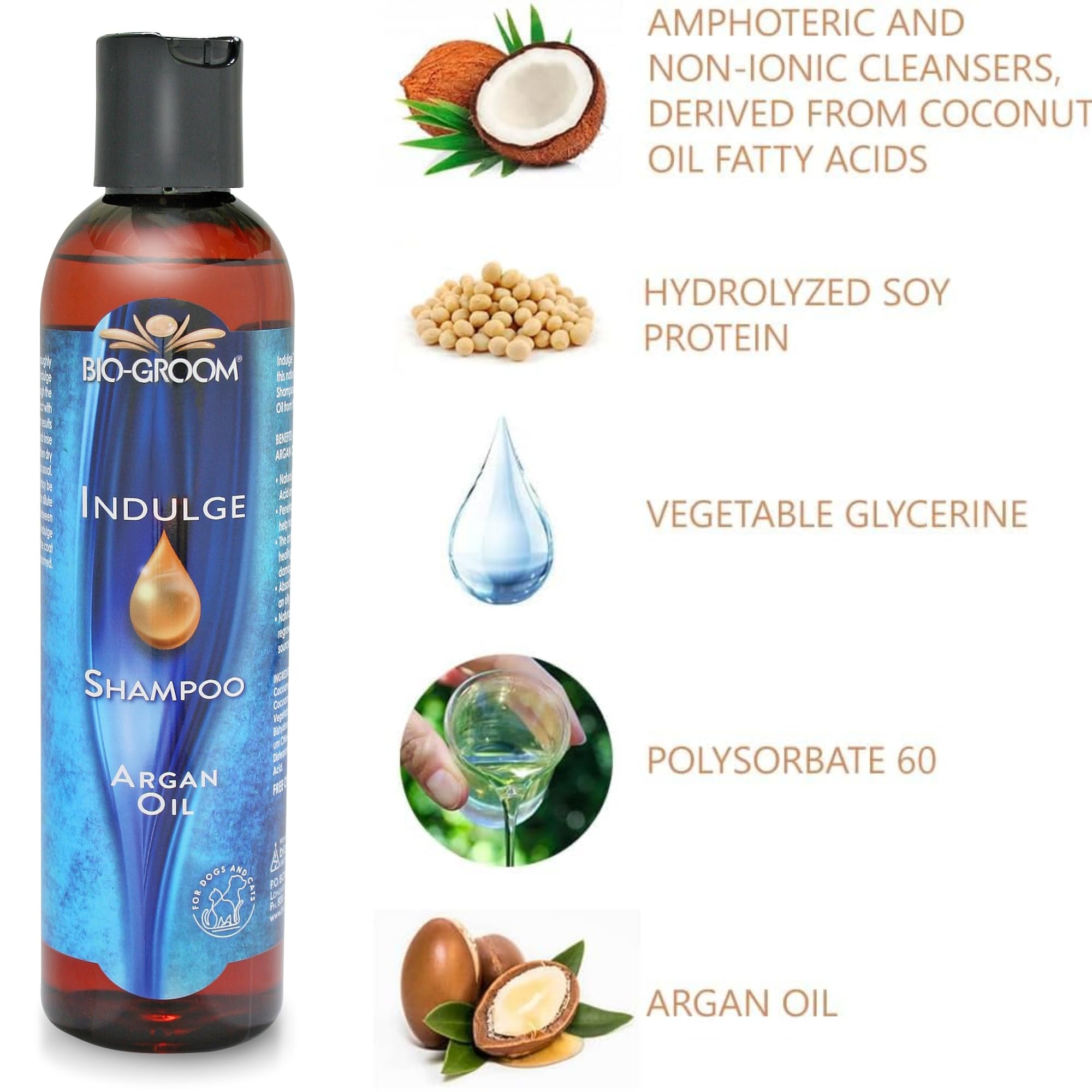 Bio-Groom Indulge Argan Oil Dog Shampoo - Deshedding Dog Bathing Supplies, Puppy Wash, Cat & Dog Grooming Supplies For Sensitive Skin, Cruelty-Free, Made In Usa, Dog Products - 12 Fl Oz 1-Pack