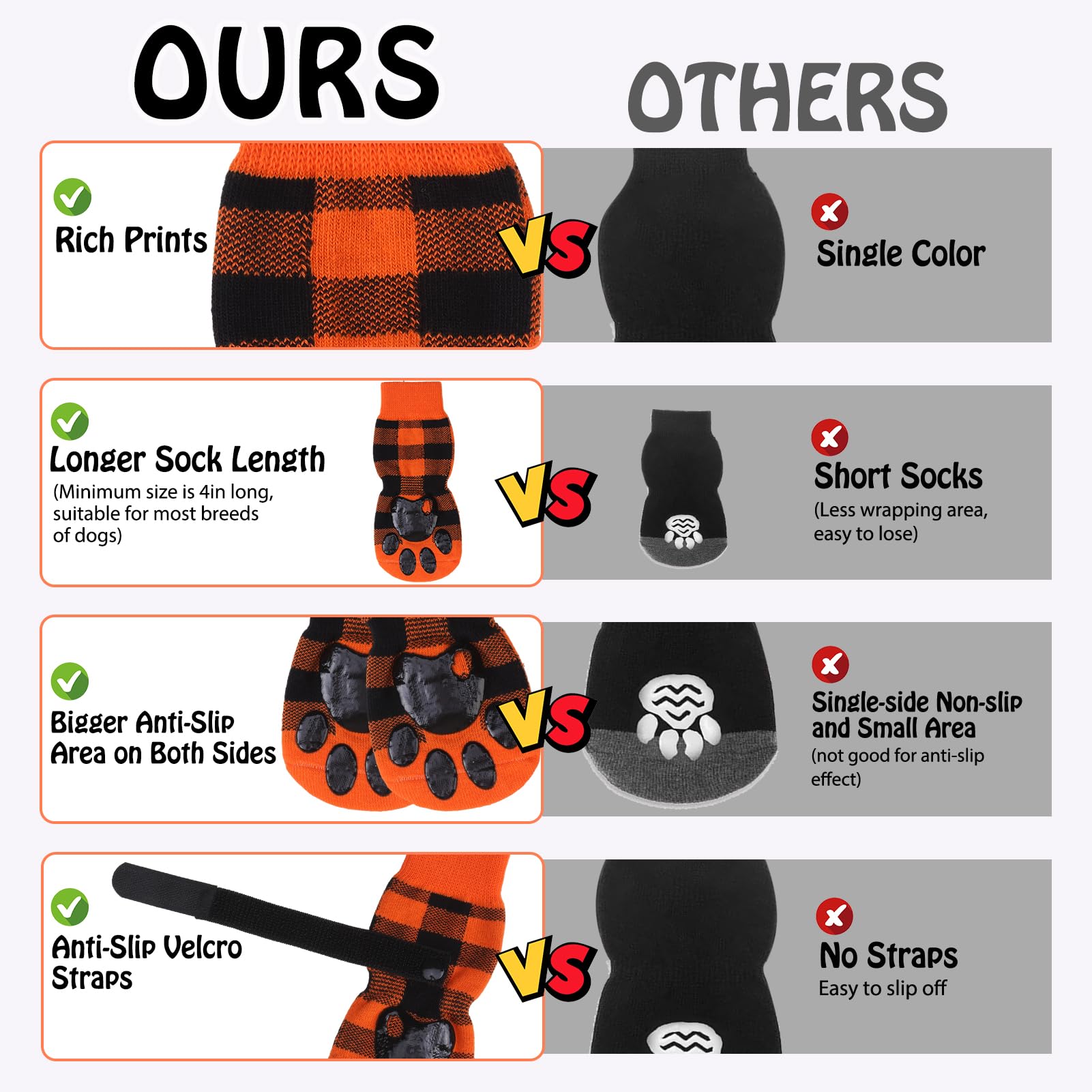 Scenereal Anti Slip Dog Socks For Hardwood Floors, Cold/Hot Pavement Double Sides Dog Boots & Paw Protectors To Prevent Licking